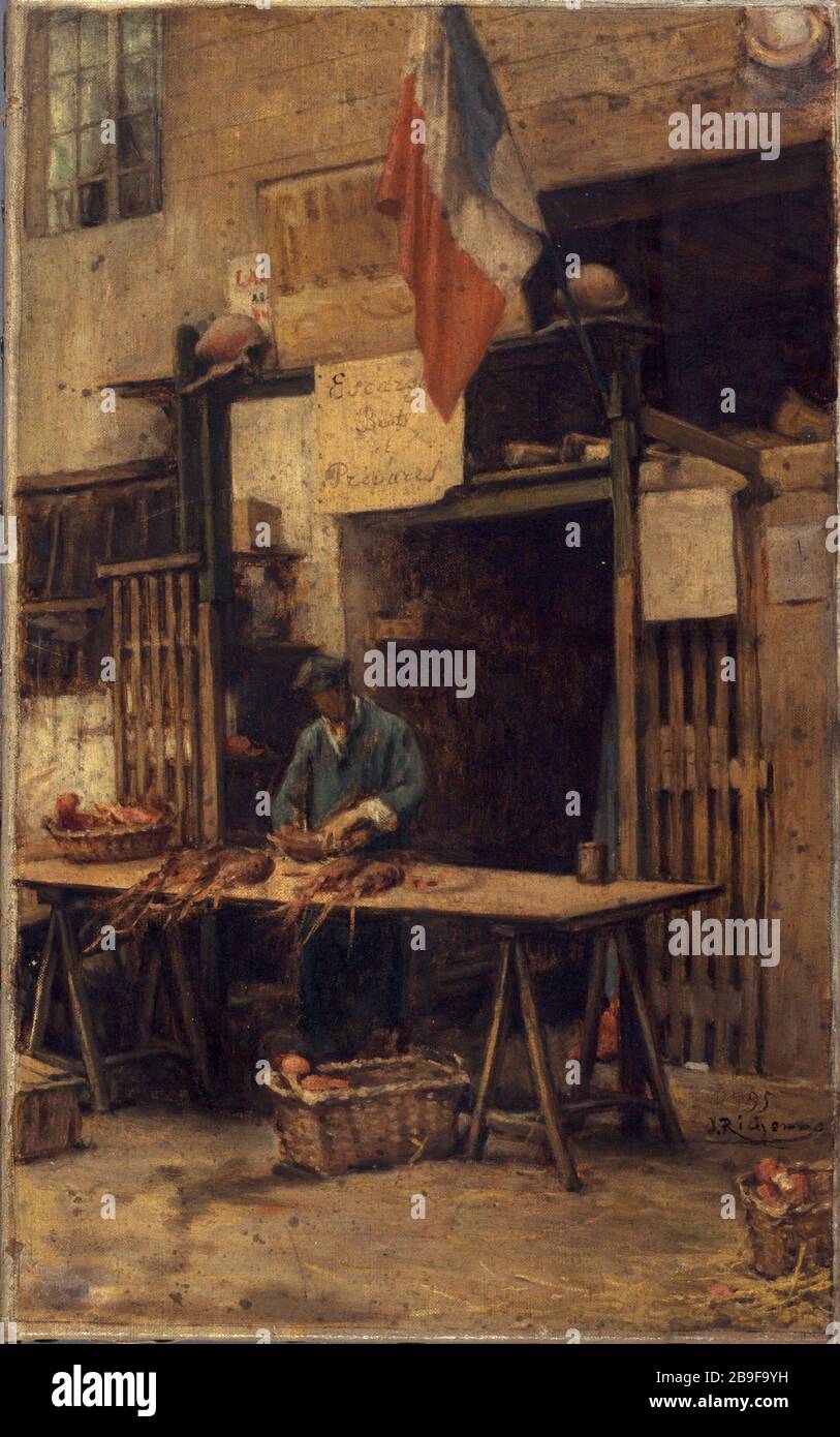 La Corte di Helm Rue Pirouette Jules Richomme (1818-1903). La Cour du Heume, rue Pirouette. Huile sur toile. 1895. Parigi, musée Carnavalet. Foto Stock