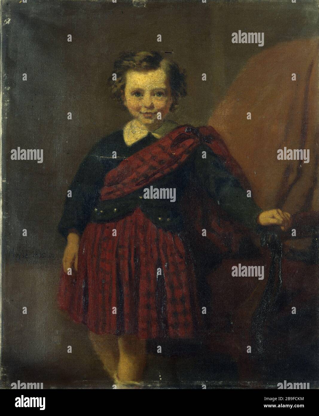 RITRATTO DI RAGAZZINO IN COSTUME SCOZZESE EDOUARD MOYSE. 'Portrait de petit garçon (Maurice Coblence, né it 1861), en costume écossais', 1866. Huile sur toile. Parigi, musée Carnavalet. Foto Stock