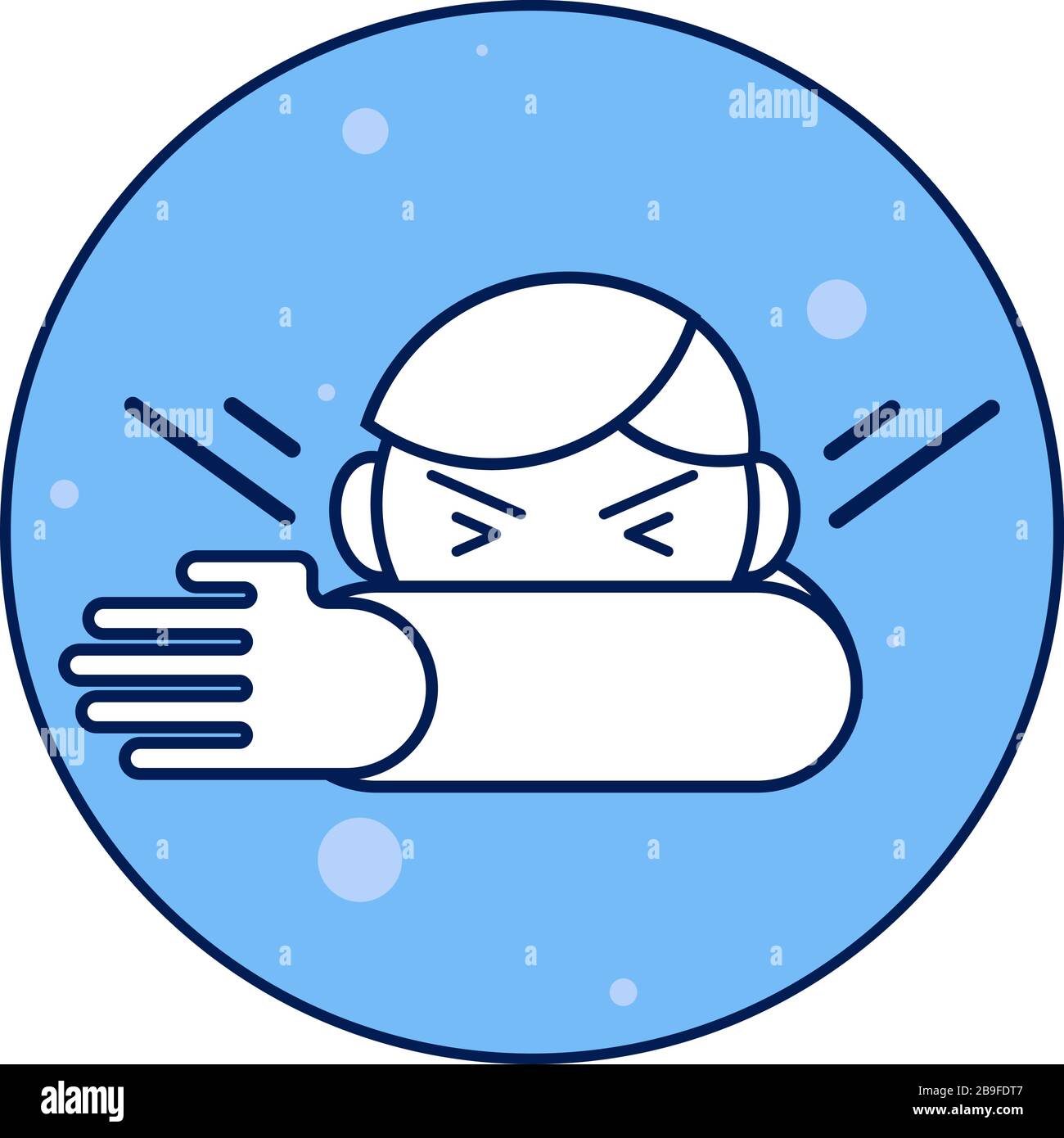 Copertura di bocca e naso durante tosse e starnuti, influenza o prevenzione coronavirus illustrazione. Illustrazione vettoriale. Illustrazione Vettoriale