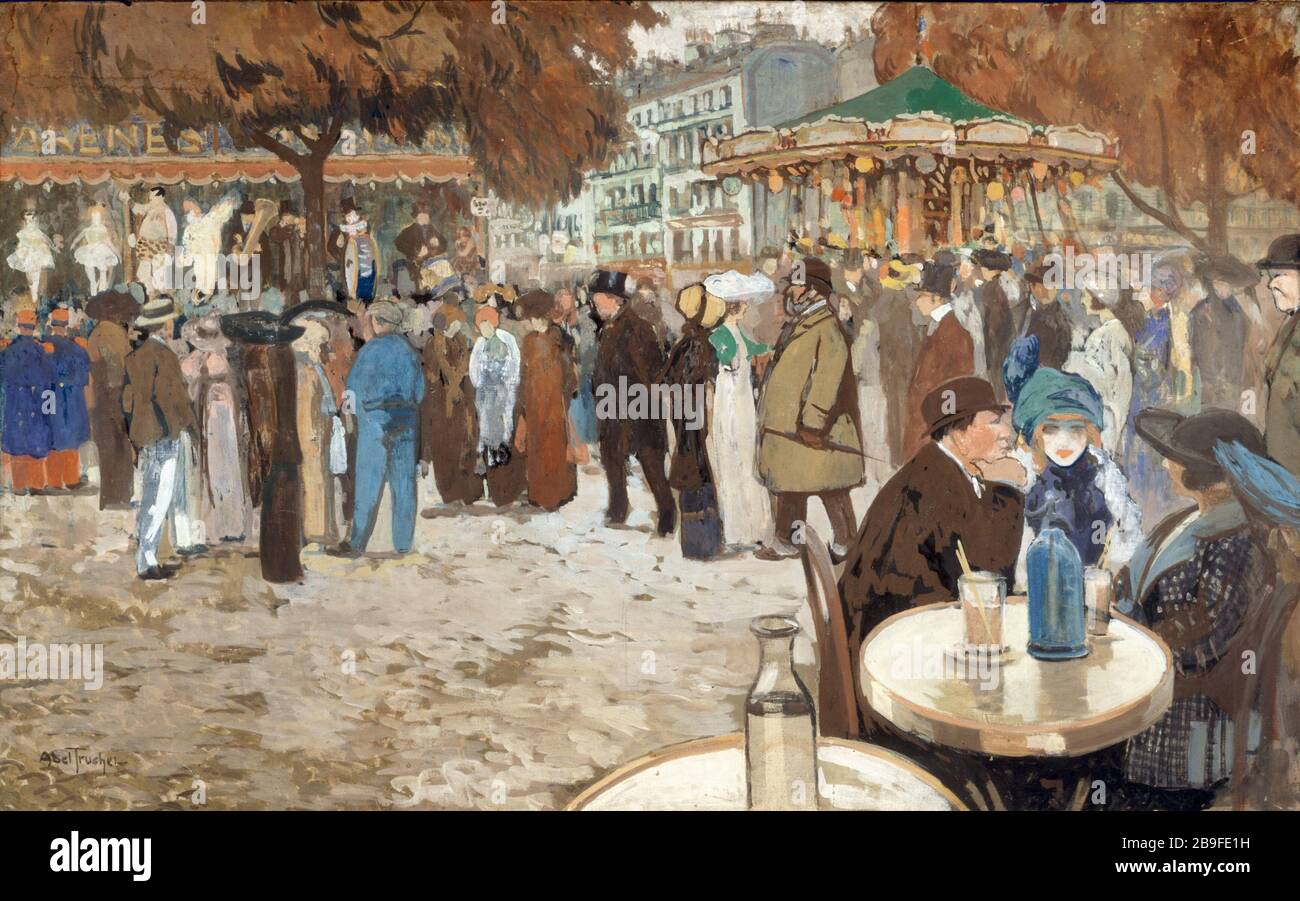 Day Boulevard de Clichy Louis-Abel Truchet (1857-1918). 'Fête boulevard de Clichy'. Huile sur toile, vers 1912. Parigi, musée Carnavalet. Foto Stock