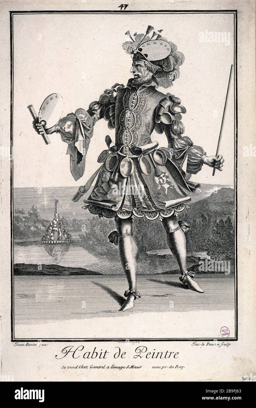 ABITUDINE DEL PITTORE Jacques Lepautre. "Habit de peintre". Gravure. Parigi, musée Carnavalet. Foto Stock