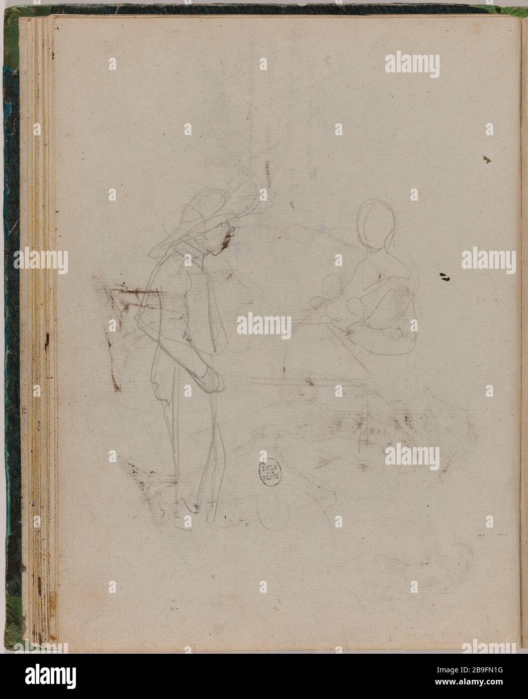 LIBRO DI DISEGNO PER 'VIAGGIO PER L'ETERNITÀ' FOLIO 20 Jean-Jacques Grandville (1803-1847). Carnet de croquis pour 'Voyage pour l'Eternité', folio 20. Crayon. Vers 1830. Parigi, musée Carnavalet. Foto Stock