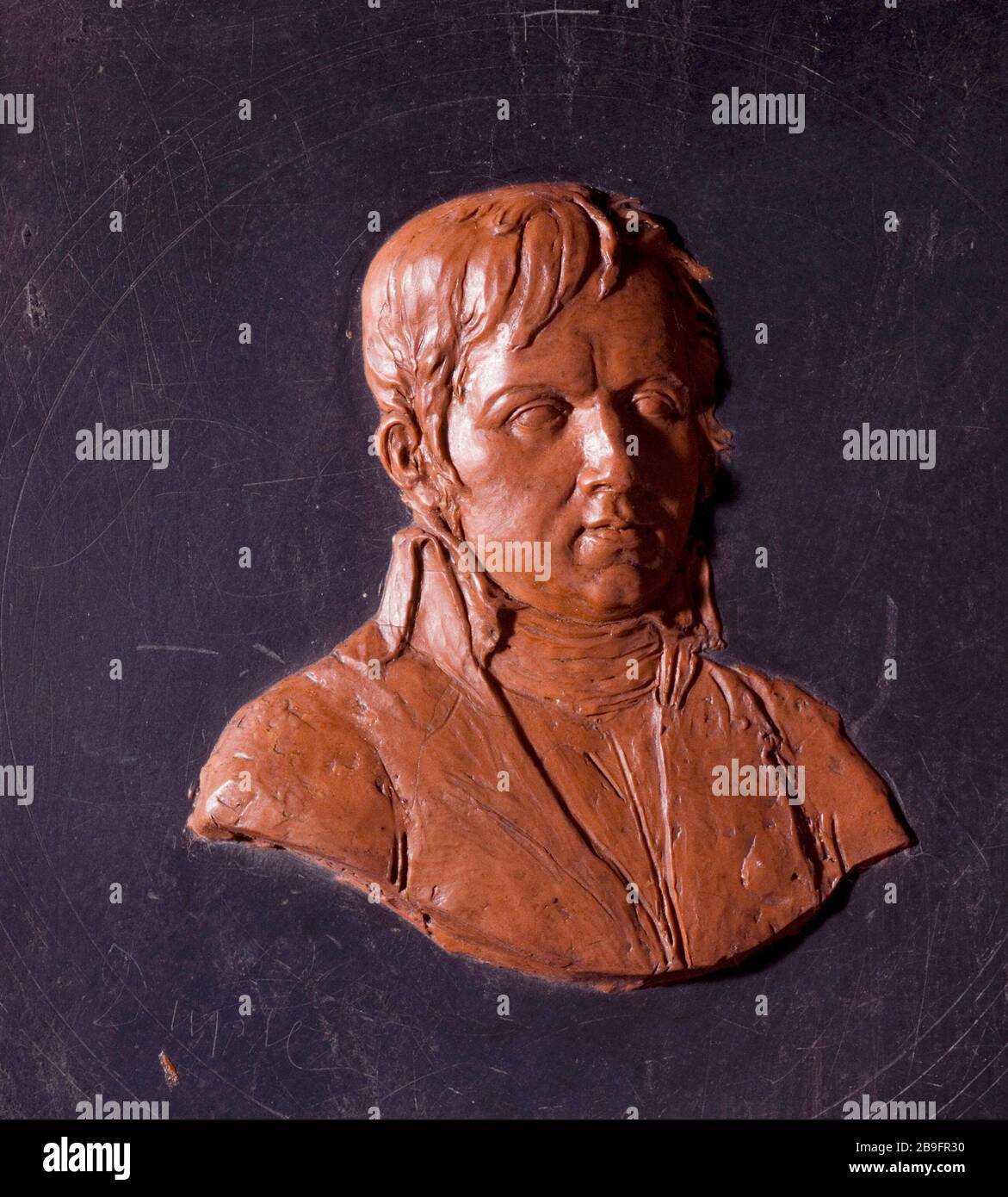 AUTORITRATTO? Augustin Dupré (1748-1833). Maquette : autoportrait. Placca. Cire rouge sur ardoise, Traces de cercles gravés, entre 1800 et 1805. Parigi, musée Carnavalet. Foto Stock