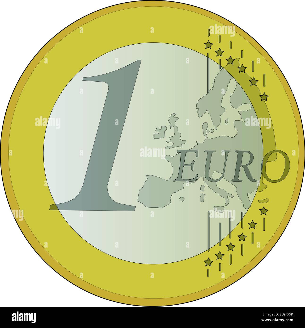 Una moneta da Euro su sfondo bianco Foto Stock