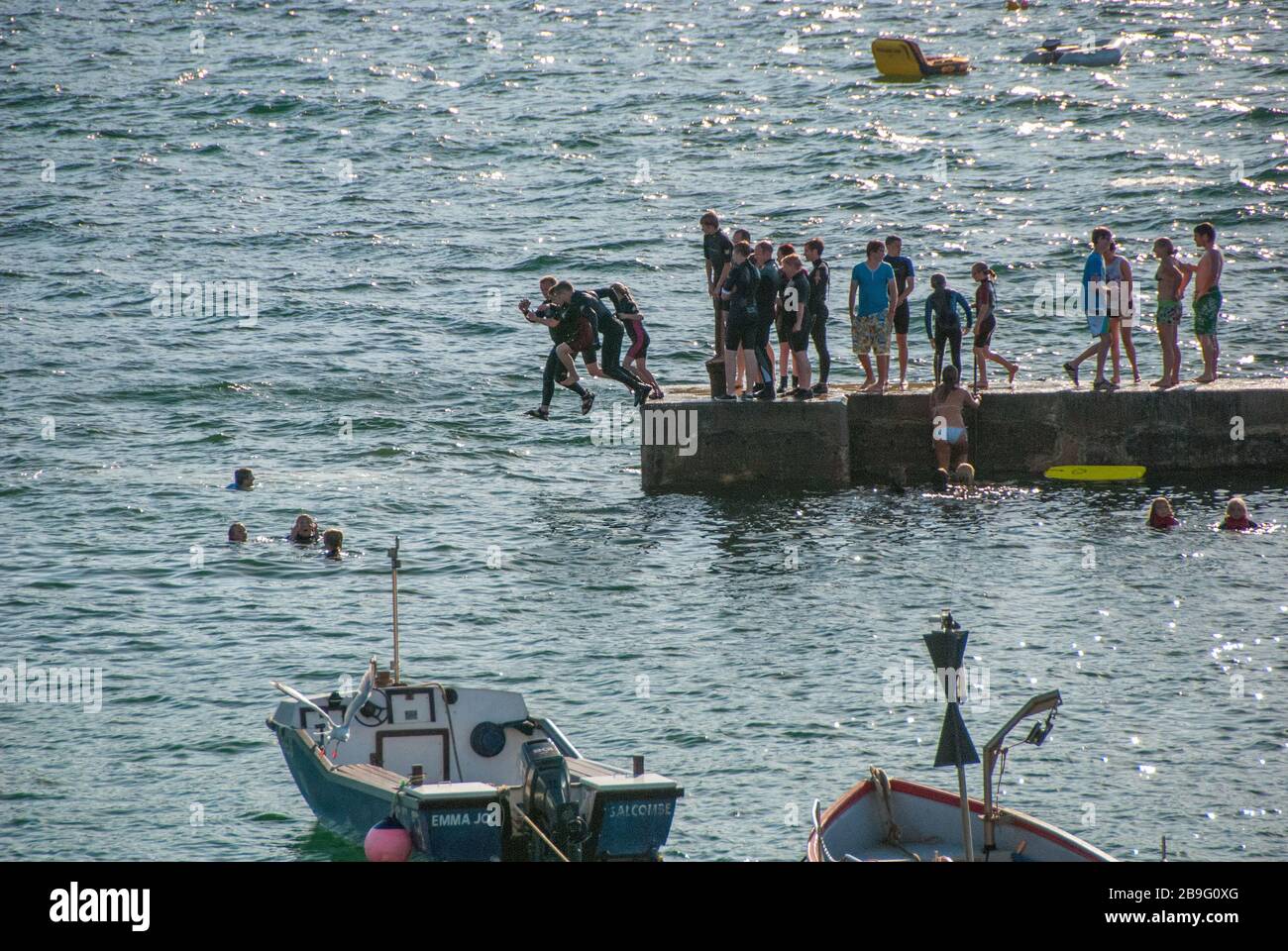 Hope Cove a Devon in estate Bank Holiday Foto Stock