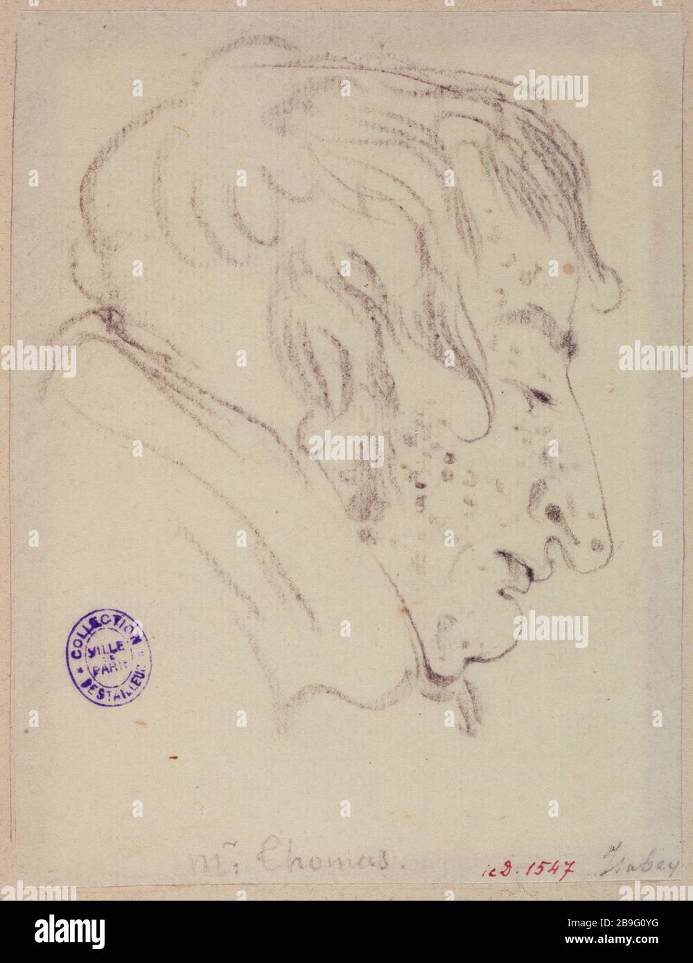 Ritratto-carica Sig. A. Thomas F. Sculptor? (1795-1875). Jean-Baptiste Isabey (1767-1855). Ritratto-carica de Monsieur A. F. Thomas Sculpteur (1795-1875). 1810-1830. Mine de plomb. Parigi, musée Carnavalet. Foto Stock