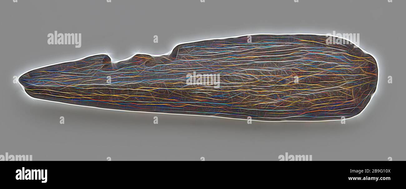 Gambe appuntite con due barbe, arpione appuntito suolo trovato osso corno 4.2 w 3.2 taglio taglio taglio Late pietra età archeologia Maglemose cultura Rotterdam Maasvlakte preistorica pietra età tarda pietra pesca pesca cattura caccia suolo scoperta Maasvlakte Maglemose cultura Foto Stock