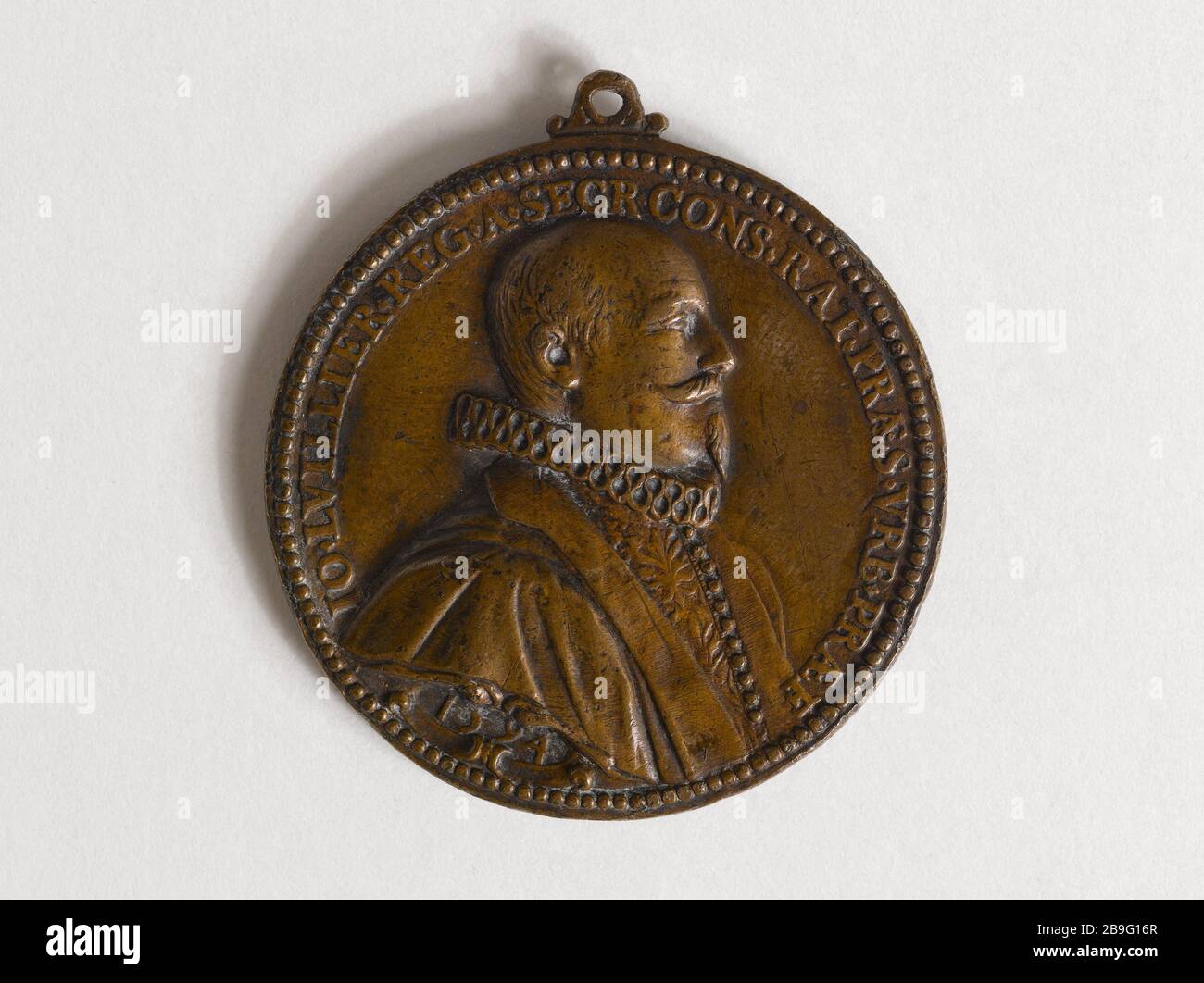 JEAN LUILLIER, COMMERCIANTE PREVOT DI PARIGI / ENRICO IV CAVALLO ANONYME. "Jean Luillier, prévôt des marchands de Paris / Henri IV à cheval". Médaille, 1594. Parigi, musée Carnavalet. Foto Stock