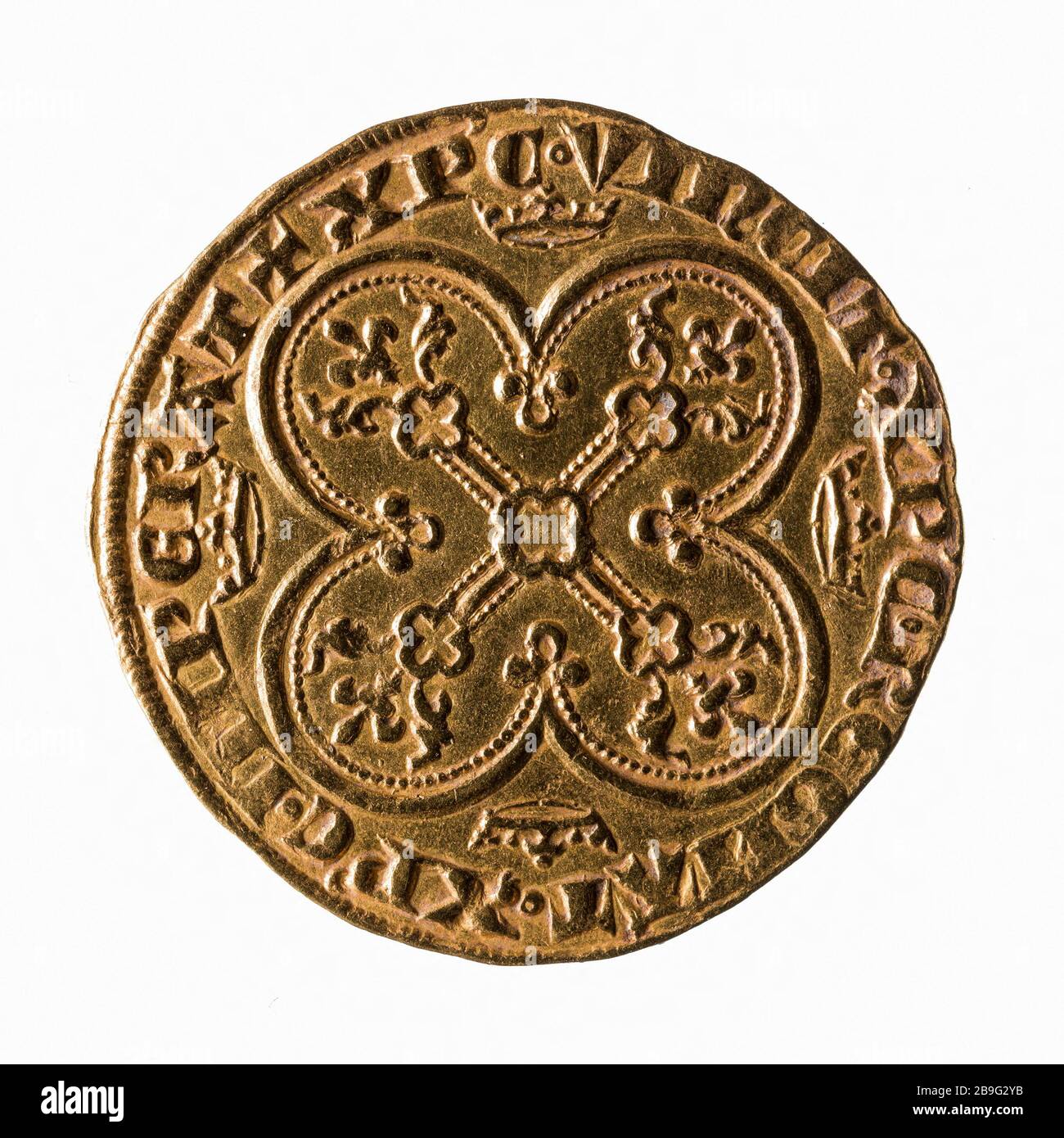 Royal Gold Carlo IV nel 1326 (titolo fittizio) Anonyme. Royal d'Or de Carlo IV. Oppure. 1326. Parigi, musée Carnavalet. Foto Stock