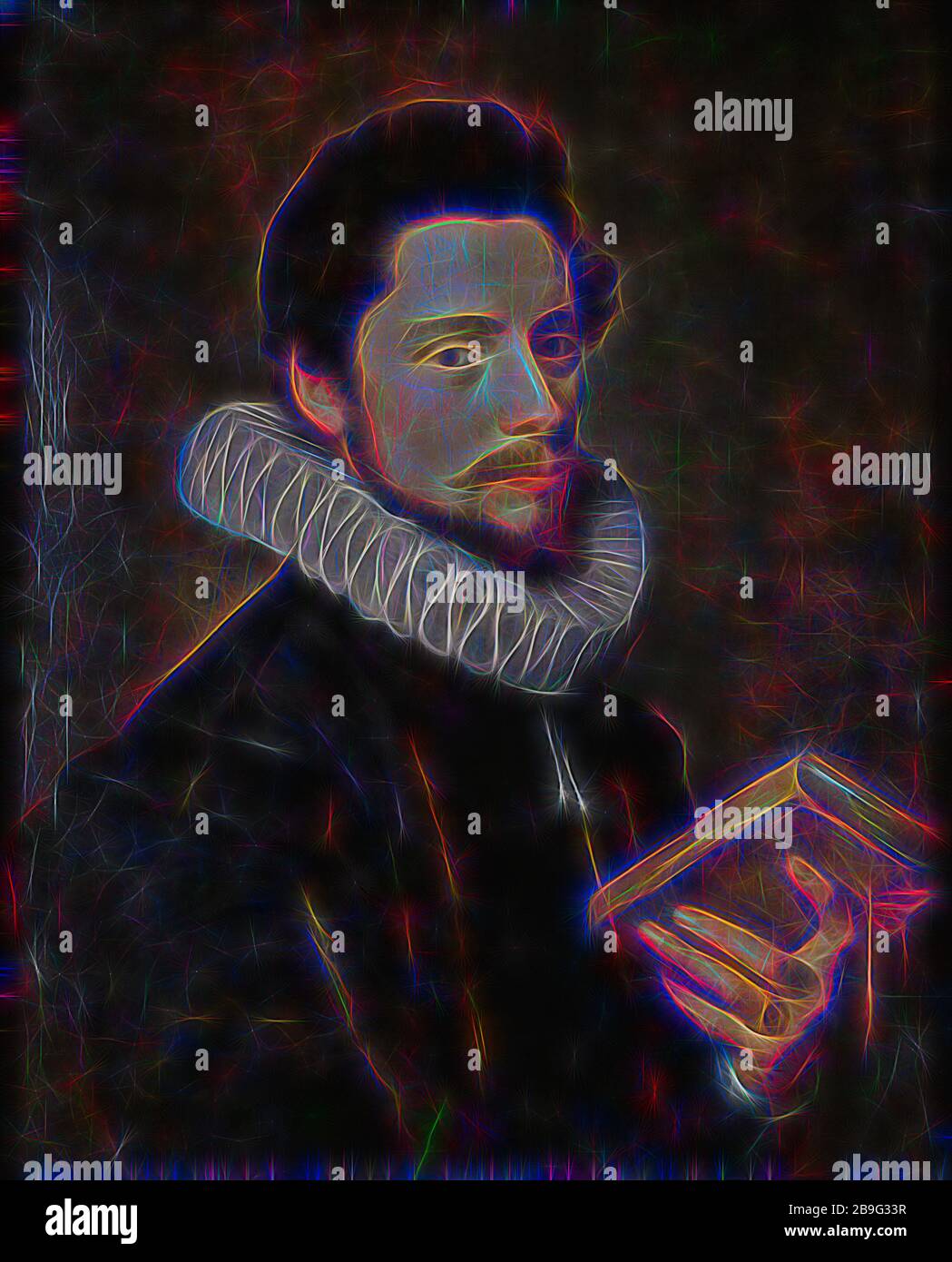 Michiel Jansz. Van Mierevelt, Ritratto di Hugo de Groot (Delft 1583 - Rostock 1645), ritratto pittura materiale visivo olio di legno, pittura rettangolare di uomo a mezza lunghezza guardando verso il collare destro della mola della mano destra wambuis con anello sul dito indice nel libro sinistro legato in pelle di vitello. Firma: Mierevelt (appena sopra il centro all'altezza del collare) Hugo de Groot Rotterdam nel 1962: Sig. E sig.ra Hall a Djursholm vicino Stoccolma Foto Stock