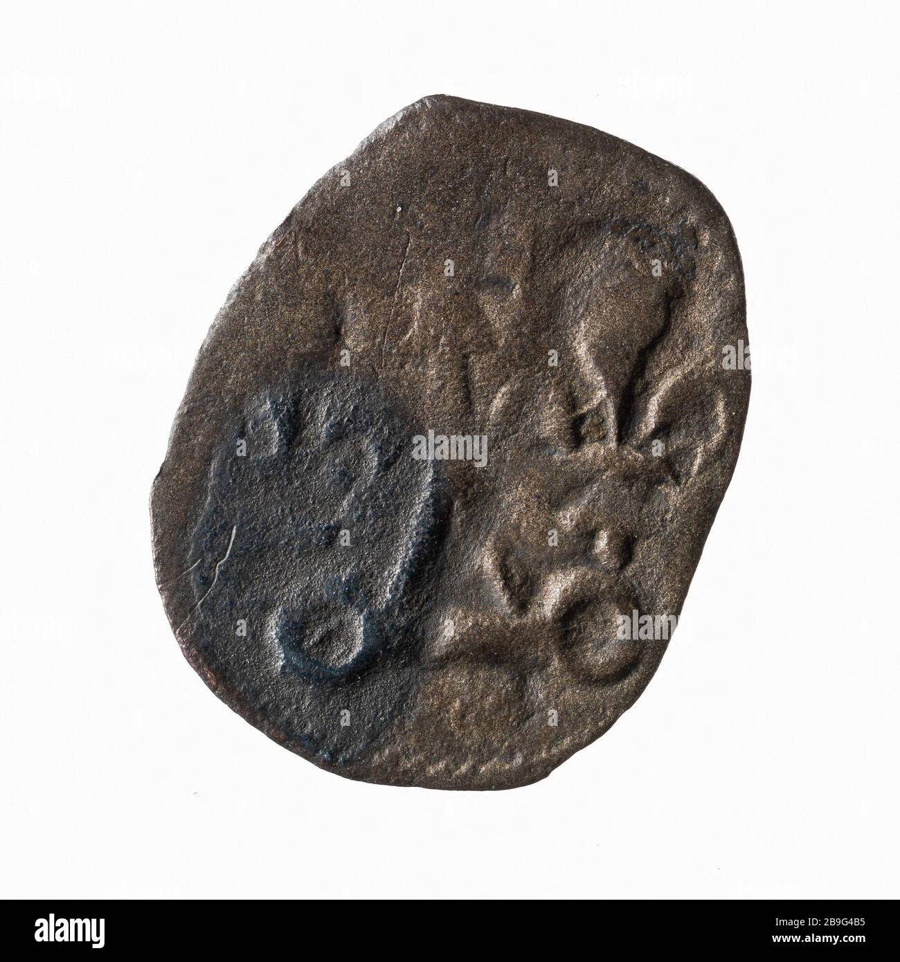 Tornei semplice crinale di Filippo IV, 1295-1303 (titolo fittizio) Anonyme. Tournois Simple en billon de Philippe IV, 1295-1303. Parigi, musée Carnavalet. Foto Stock