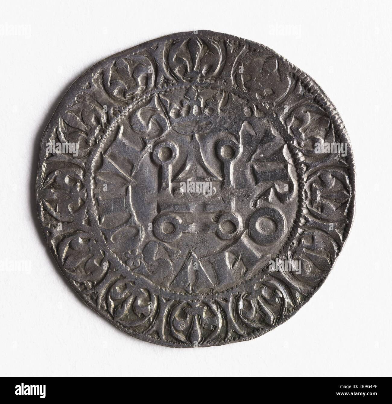 Tornei Big Money di Charles V, 1369 (titolo fittizio) Gros tournois en argent de Charles V, 1369. Argent, 1369-1369. Parigi, musée Carnavalet. Foto Stock