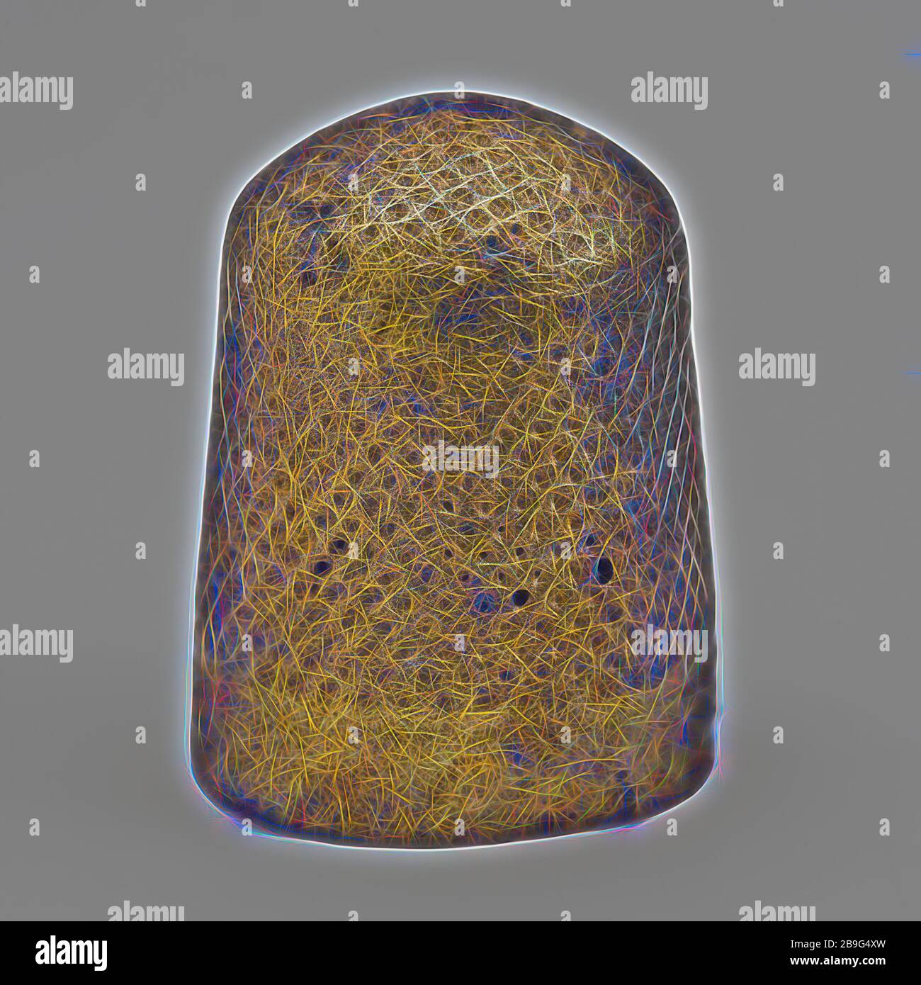 Ditale stampato in rame con disegno a cialda, kit di cucitura a tamburo suolo trova rame metallo, Tamburo stampato in rame fuso con pozzetti quadrati in linee sul modello di componenti superiore con scanalatura come transizione all'albero con cavità dotate di punzone per ruote e pannello vuoto con due scanalature archeologia Rotterdam Kralingen-Crooswijk Kralingsche Bos Kralingse Plas Seamstress cucitura su misura abbigliamento ago e riparazione filo Scoperta del suolo: Raccolta nel 1972 al Kralingse Plas da draga spruzzata: Rilevatore di metalli trova e trova vista Foto Stock