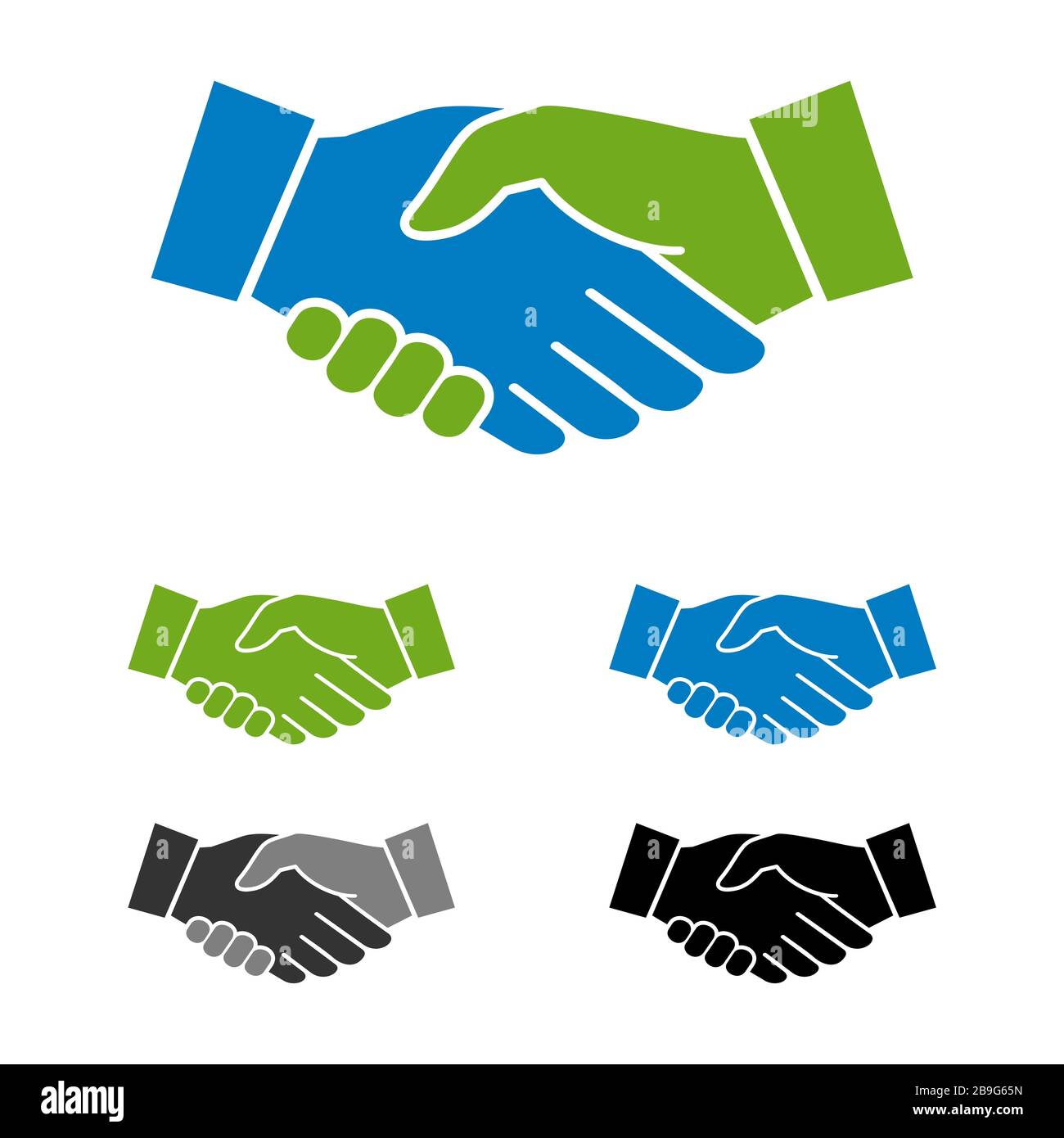 Modello di illustrazione del logo Handshake Set. Vettore EPS 10. Foto Stock