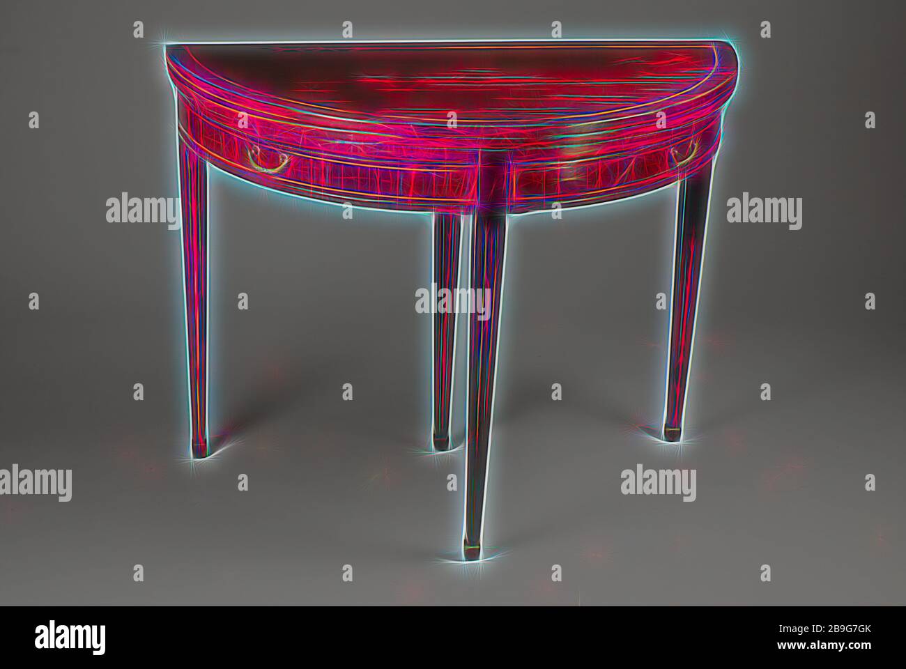 Mogano fold-out Louis cogliere mezza luna tavolo, tavolo da gioco tavolo pieghevole tabella di mobili di design di interni in legno di rovere in mogano, ottone ripiegata 94.0 mogano fold-out Louis cogliere mezza luna tabella parte posteriore centrale-gamba estensibile a supporto di piegato fuori dal piano di lavoro di due cassetti i raccordi in ottone intarsiato tubazione nella parte superiore e le gambe home interior Louis XVI Louis XVI Louis cogliere Foto Stock