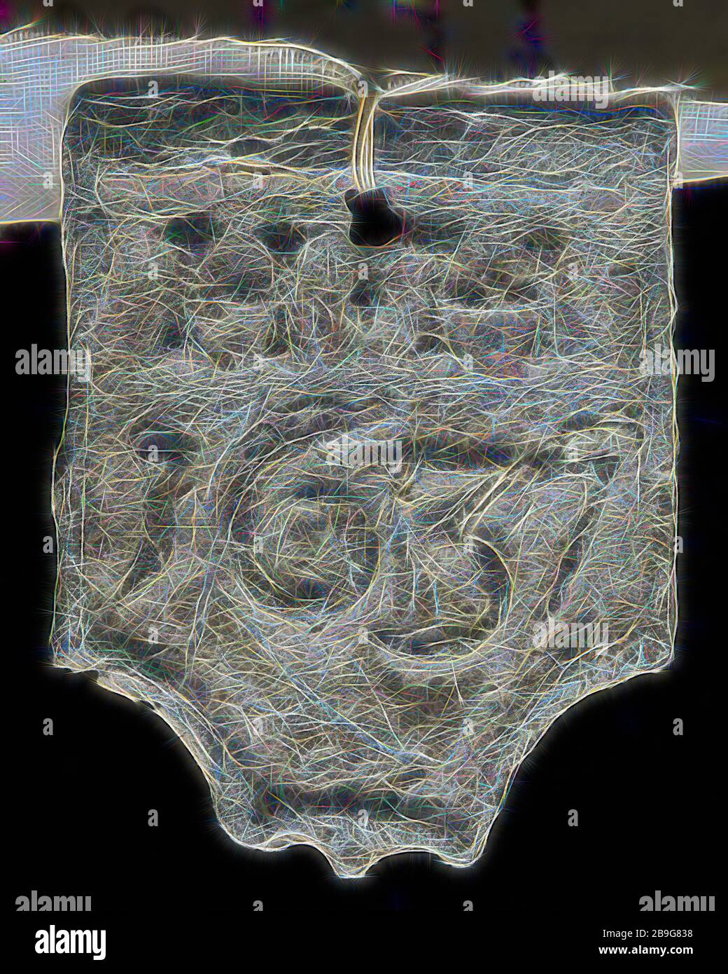HH, tetto piombo, schermo a forma di piastra di copertura con 1637, iniziali HH e etichetta di testo, intrecciatura marchio piombo piombo metallico biancheria? H 5,7, slater Poortugaal Albrandswaard Foto Stock