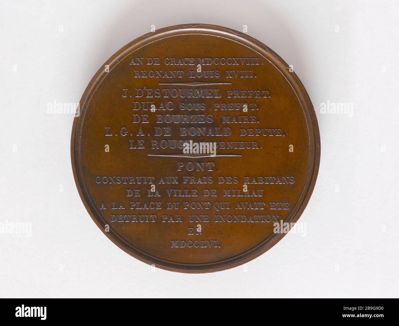 Nuovo ponte nella città di Millau, 1818 Raymond Gayrard (1777-1858). "Nouveau pont de la ville de Millau, 1818". Bronzo, 1818. Parigi, musée Carnavalet. Foto Stock