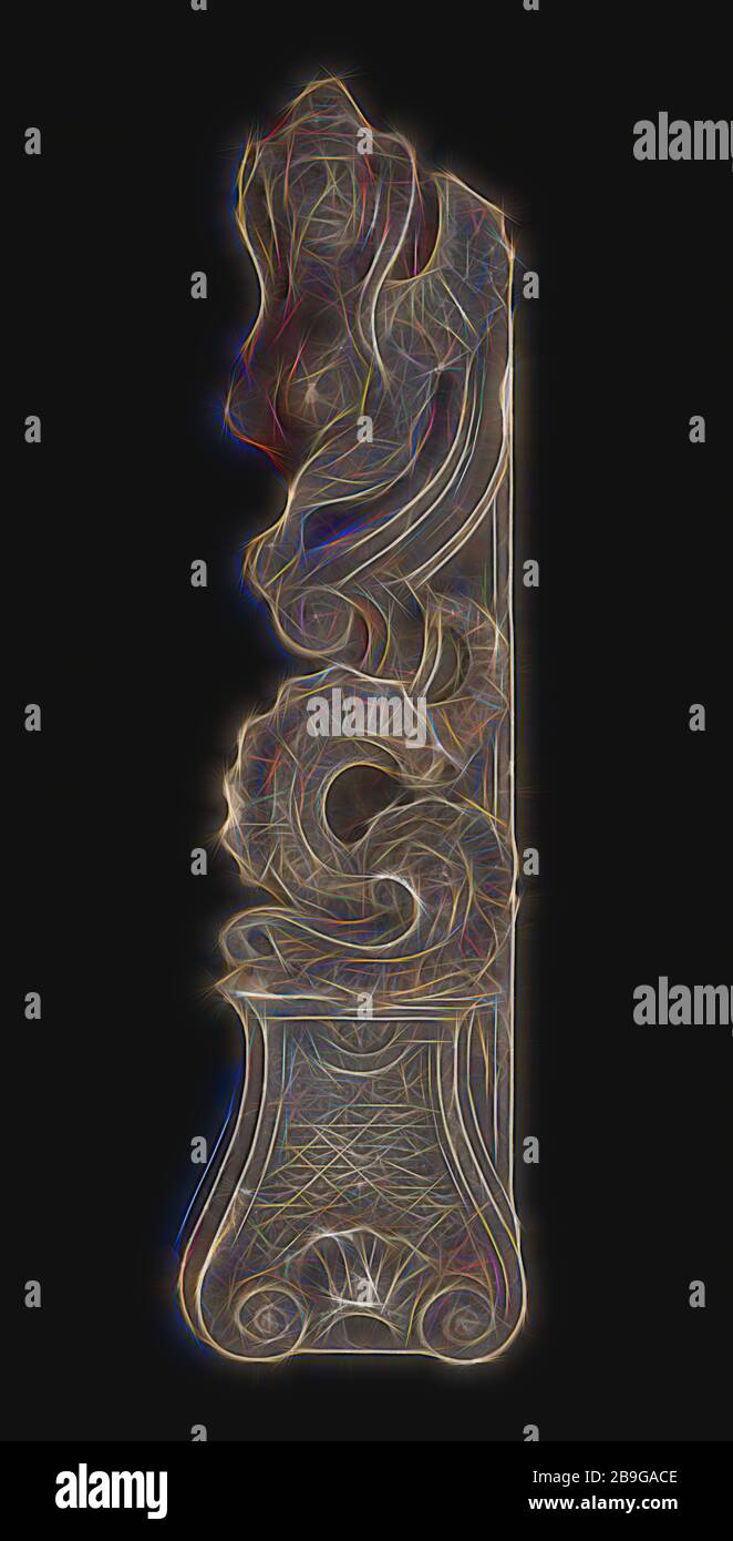 Ornamento scolpito facciata, sfinge sul seminterrato, a 10231, façade ornamento ornamento elemento di costruzione pietra arenaria, scolpito sfinge verticale scolpito in un unico pezzo. Decorato con scale di ricci e guscio. Accanto alla finestra in grande edificio Boompjes Merchant's House regence bombardamento Rotterdam City Triangle seconda guerra mondiale origine casa al Boompjes 16 Rotterdam da macerie dopo il bombardamento del maggio 1940 Foto Stock