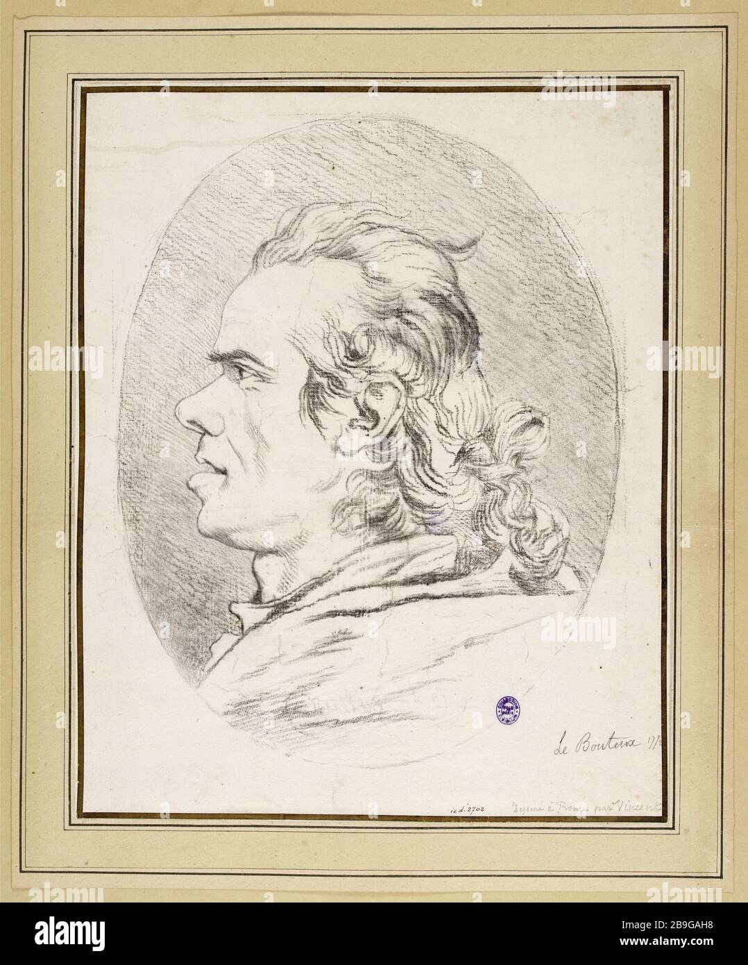 Ritratto-la carica Bouteux, Roma 1772 François-André Vincent (1746-1816). 'Portrait-charge de le Bouteux', Roma, 1772. Crayon. Parigi, musée Carnavalet. Foto Stock