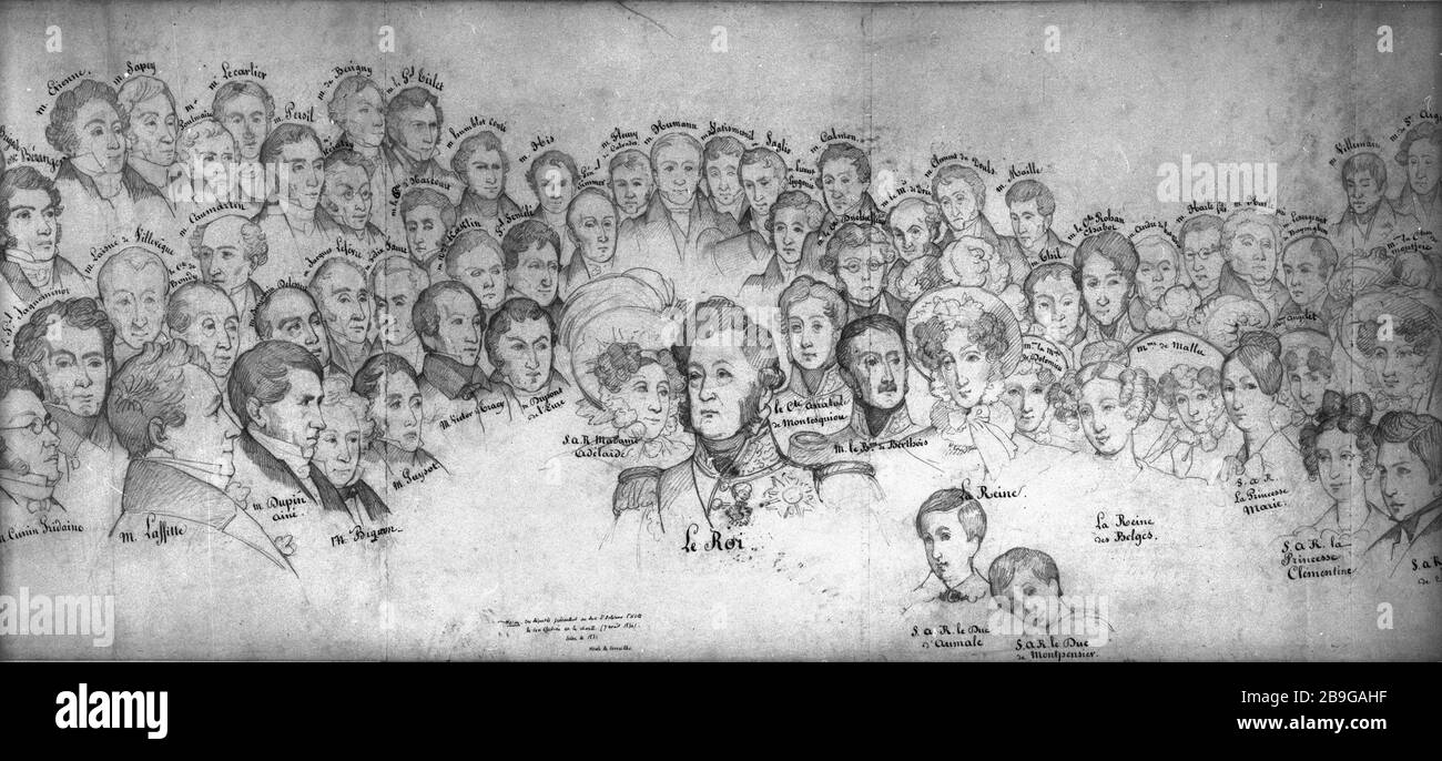 DEPUTATI DI PRESENTARE DUC D'ORLEANS ATTO DELLA SUA ELEZIONE E LA CARTA 7 AOUT 1830 (FIERA 1834), PARTE 2 DESTRA FRANÇOIS-JOSEPH HEIM (1787-1865). "Les députés présentent au duc d'Orléans l'acte de son élection et la Charte le 7 août 1830 (Salon de 1834), 2ème partie droite". Dessin. Parigi, musée Carnavalet. Foto Stock