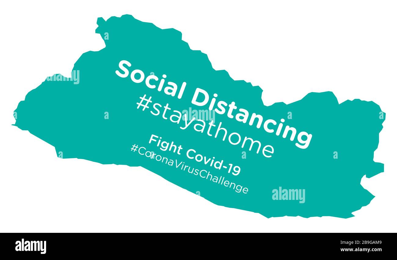 El Salvador mappa con sociale distanza tag stayathome Illustrazione Vettoriale