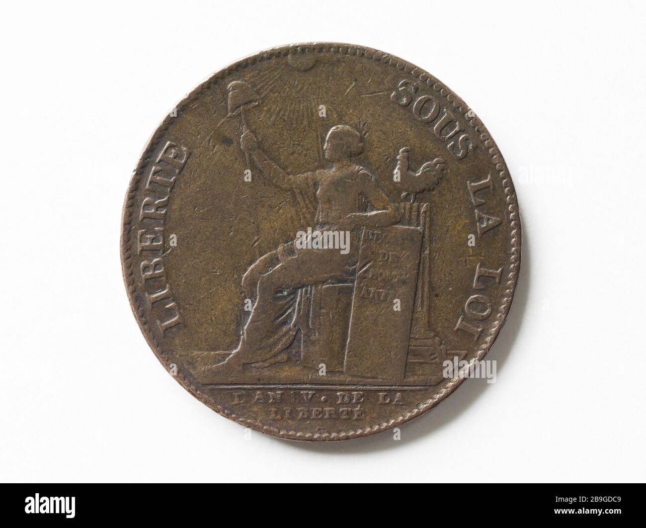 2 monete suolo Monneron 1792. Ponton. Pièce de 2 sols de Monneron, 1792. Bronzo, 1792. Musée Carnavalet, Histoire de Paris. Foto Stock