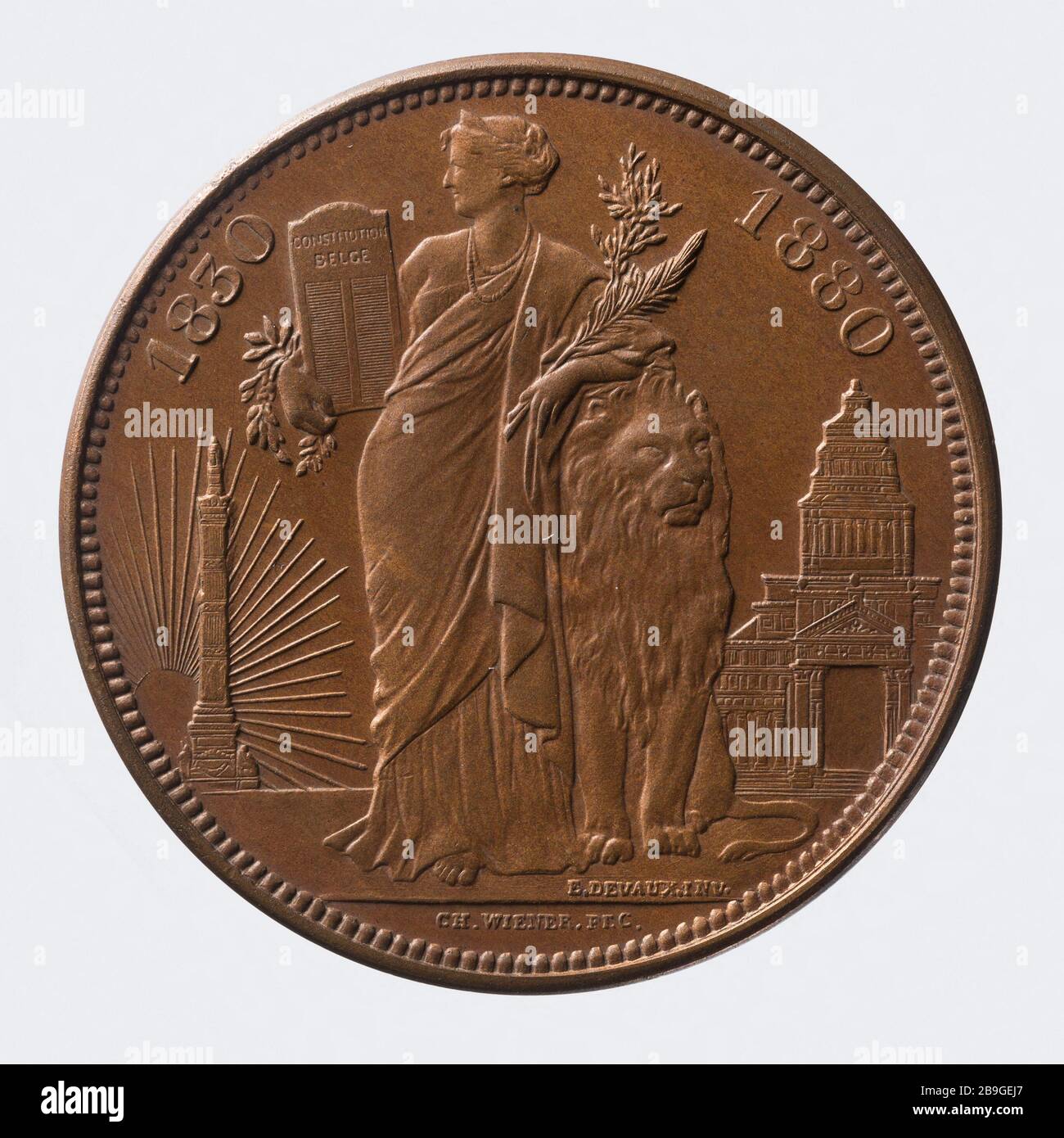 Busti multipli di Leopoldo i (1790-1865), primo re del Belgio (1831-1865), e Leopoldo II (1835-1909), secondo re del Belgio (1865-1909) Wiener, Leopold (1823-06-02 1891-02-11 ) | Devaux, Bernard | Wiener, Carl Karl ou Charles ( 1832-03-25 it 1888-08-15 ). "Bustes accolés de Léopold Ier (1790-1865), Premier roi des Belges (1831-1865), et de Léopold II (1835-1909), deuxième roi des Belges (1865-1909)". Parigi, musée Carnavalet. Foto Stock