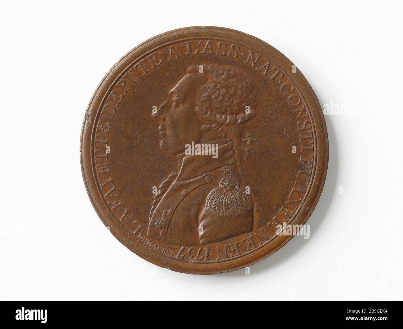 Gilbert Motier, Marchese de Lafayette (1757-1834), Field Marshal (1782), membro dell'Assemblea costituente (1789-1791), comandante della Guardia Nazionale (1789-1791), 1791 Rambert Dumarest (1750-1806). Gilbert Motier, marchese de la Fayette (1757-1834), maréchal de camp (1782), député à l'Assemblée costitutivo (1789-1791), comandante de la Garde nationale (1789-1791),1791. Bronzo. Parigi, musée Carnavalet. Foto Stock