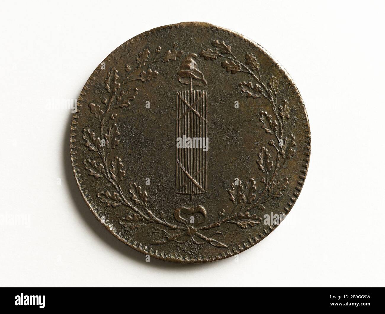 Particolare fascio di prova a monete 1792 Michel Brezin (1758-1828). Essai de monnaie particulière au faisceau, 1792. Cuivre, 1792. Musée Carnavalet, Histoire de Paris. Foto Stock