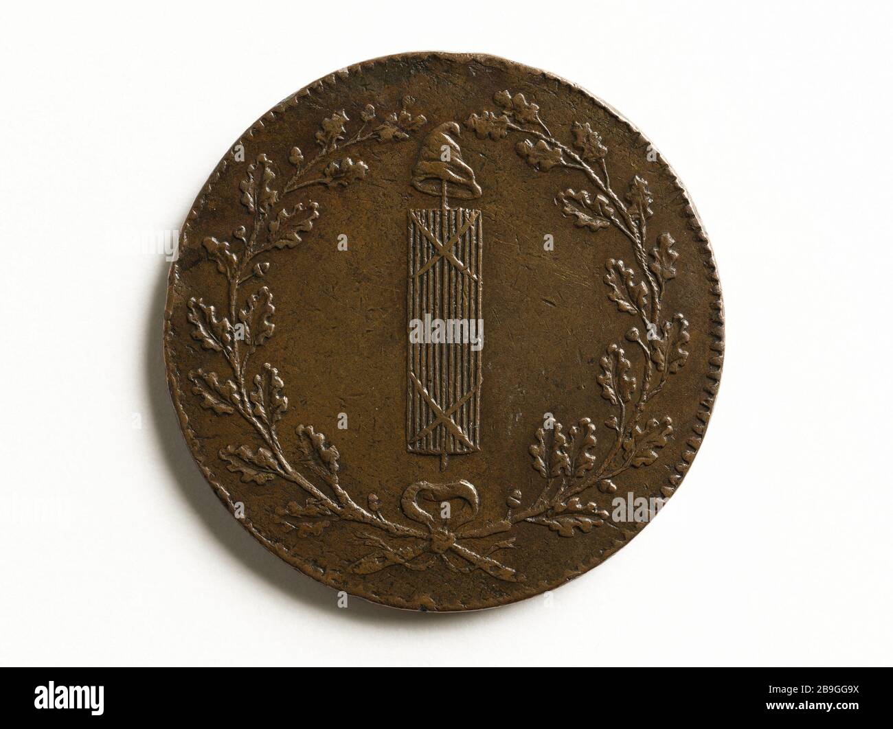 Particolare fascio di prova a monete 1792 Michel Brezin (1758-1828). Essai de monnaie particulière au faisceau, 1792. Cuivre, 1792. Musée Carnavalet, Histoire de Paris. Foto Stock