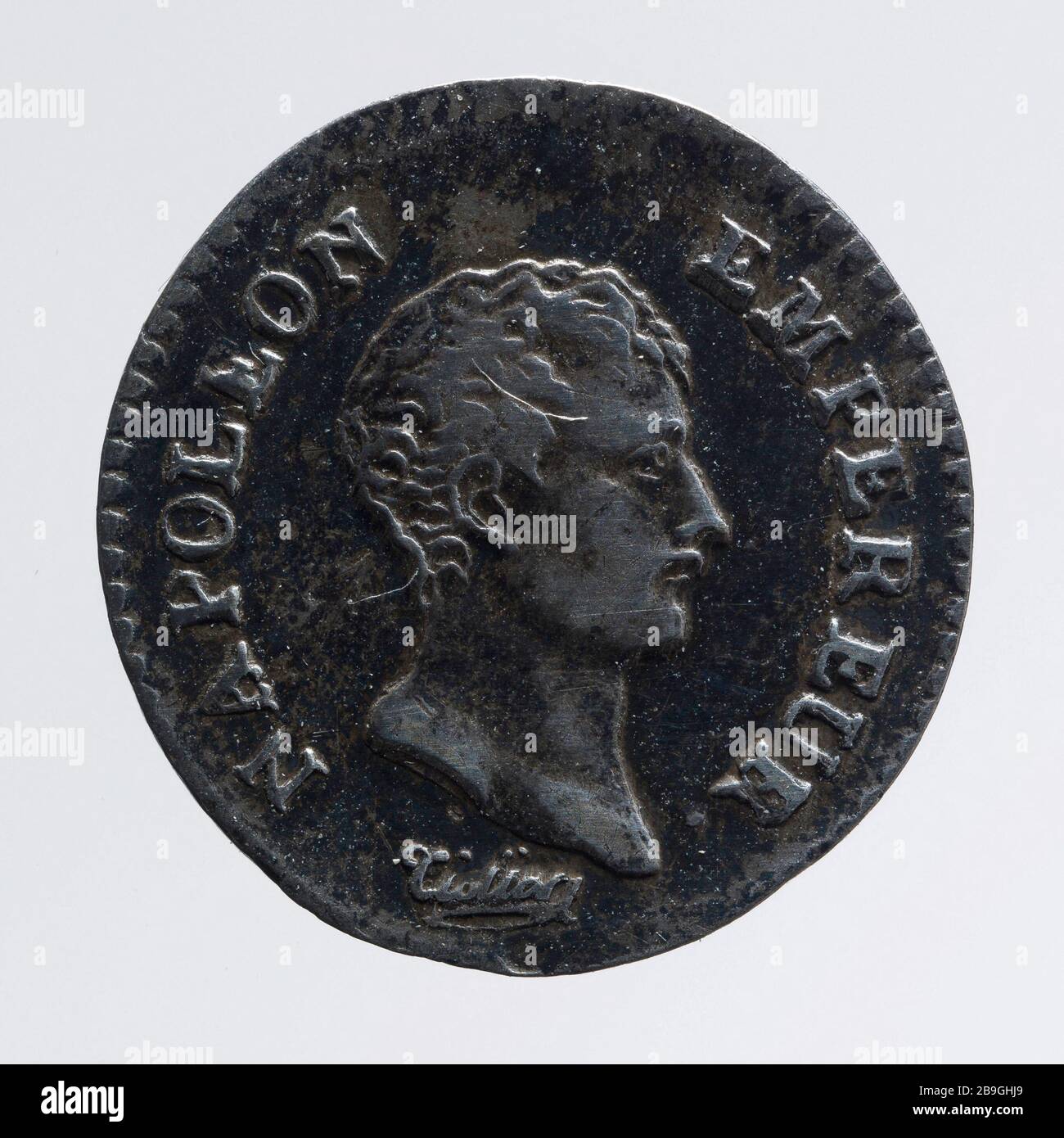 Un quarto di Francia, un XII (1804) Pierre-Joseph Tiolier (1763-1851). Un quart de Franc, an XII (1804). Argent. 1804. Parigi, musée Carnavalet. Foto Stock