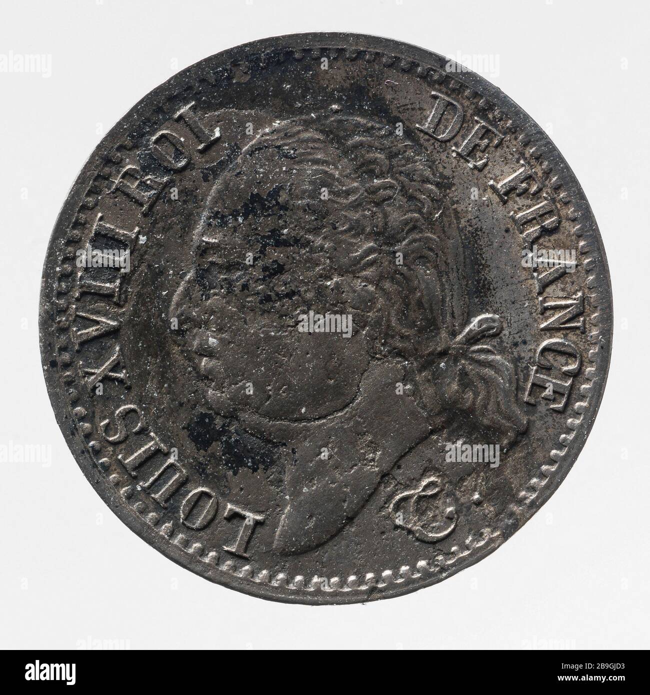 Parte 1/4 Franchi di Luigi XVIII, 1823 Nicolas-Pierre Tiolier (1784-1853). Pièce de 1/4 franchi de Luigi XVIII, 1823. Argent. 1823. Parigi, musée Carnavalet. Foto Stock