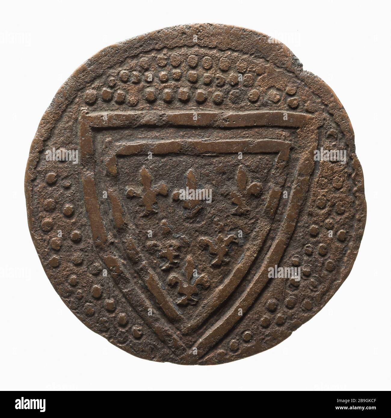 Casa di monete, tredicesimo-quattordicesimo secolo Anonyme. «Chambre des monnaies, XIII-XIV siècle». Cuivre. 1250-1325. Parigi, musée Carnavalet. Foto Stock