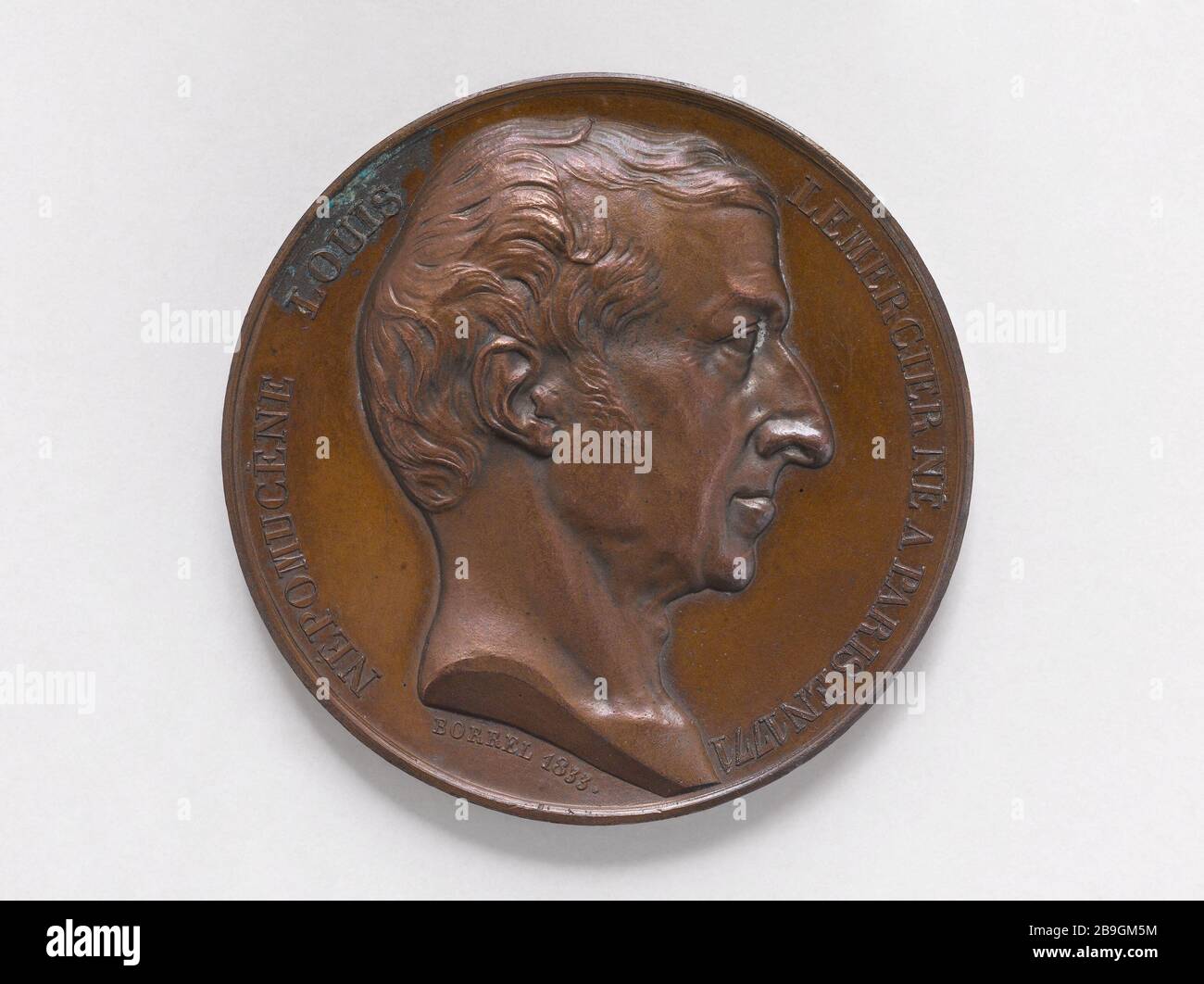 Louis Lemercier John Nepomuk (1771-1840), poeta e drammaturgo francese, 1833 Maurice Valentin Borrel (1804-1882). Louis-Jean-Népomucène Lemercier (1771-1840), poète et auteur dramatique français, 1833. Bronzo. Parigi, musée Carnavalet. Foto Stock