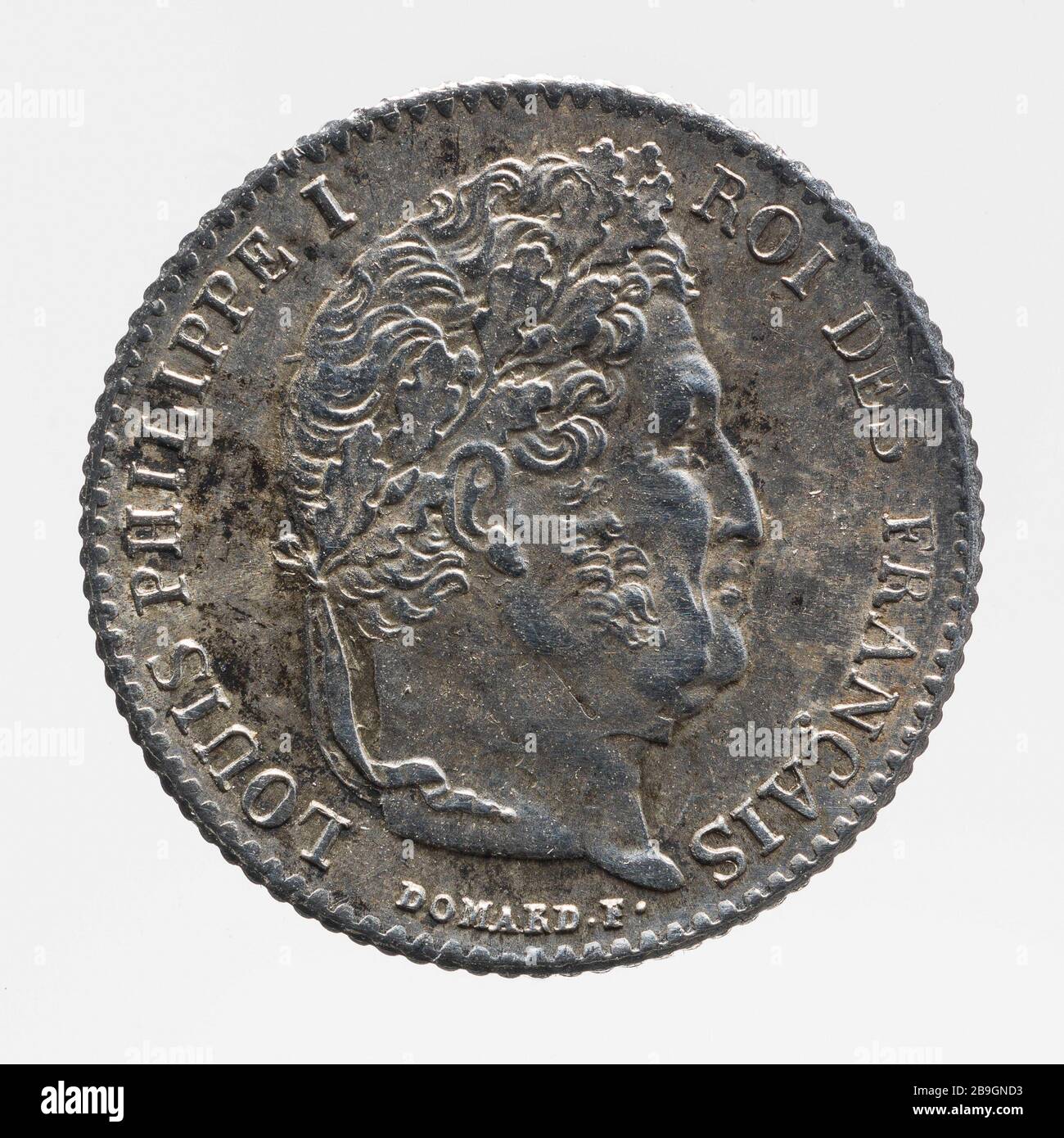 Parte di un quarto libero-Louis Philippe, 1839 Joseph François Domard (1792-1852). Pièce d'un quart de franc de Louis-Philippe, 1839. Argent. 1839. Parigi, musée Carnavalet. Foto Stock