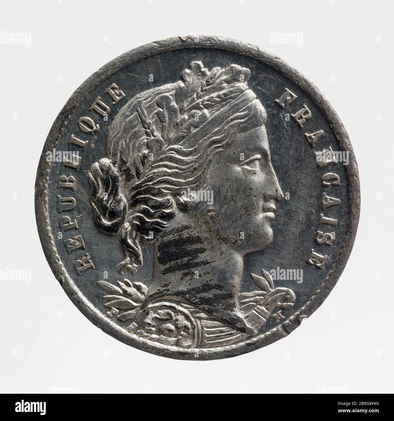 Prova per 20 franchi pezzo della seconda Repubblica, 1848 Malbet (Monsieur). Essai pour la pièce de 20 franchi de la Deuxième République, 1848. Estain. 1849. Parigi, musée Carnavalet. Foto Stock