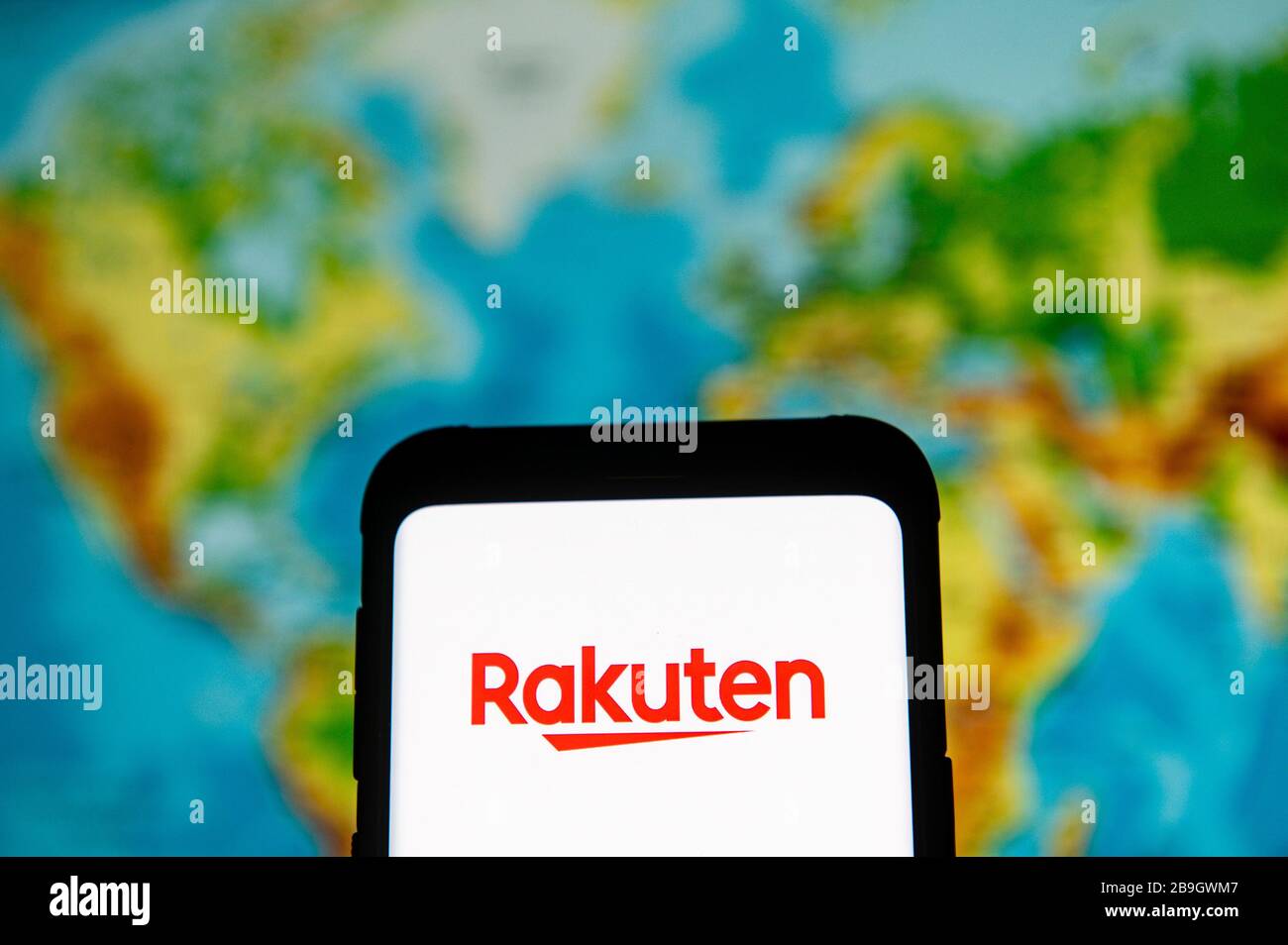 23 marzo 2020, Polonia: In questa illustrazione fotografica un logo Rakuten visto esposto su uno smartphone. (Immagine di credito: © Mateusz Slodkowski/SOPA Images via ZUMA Wire) Foto Stock