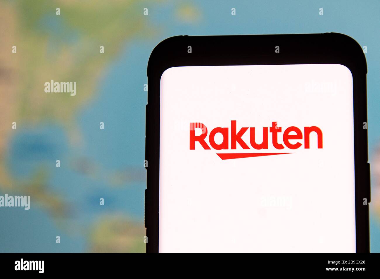 23 marzo 2020, Polonia: In questa illustrazione fotografica un logo Rakuten visto esposto su uno smartphone. (Immagine di credito: © Mateusz Slodkowski/SOPA Images via ZUMA Wire) Foto Stock