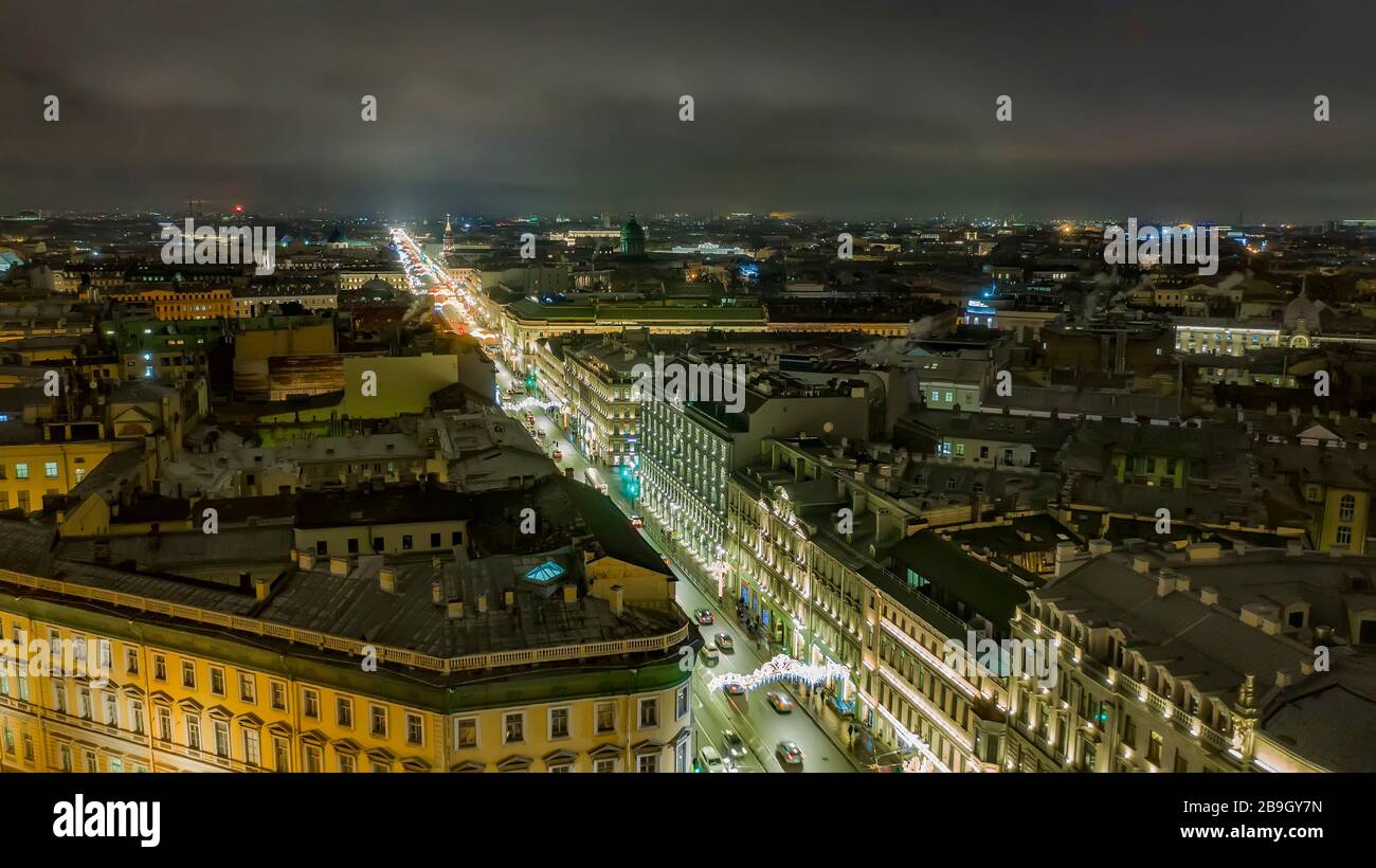 Veduta aerea della prospettiva Nevsky, San Pietroburgo, Russia Foto Stock