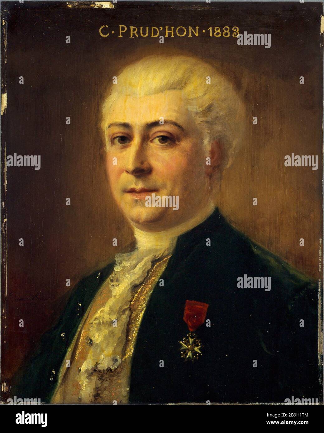 Ritratto di Charles Prud'hon (1843-1930), membro del costume di scena Comédie-French. Daniel Bérard. Portrait de Charles Prud'hon (1843-1930), sociétaire de la Comédie-Française en costume de scène. Huile sur bois. 1883. Parigi, musée Carnavalet. Foto Stock