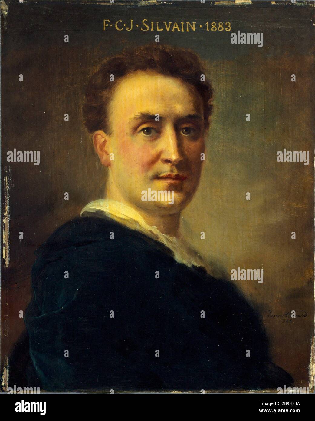 Ritratto di Eugene Silvain-Charles-Joseph (1851-1930), associato della Comedie francese. Daniel Bérard. Ritratto di Eugène-Charles-Joseph Silvain (1851-1930), sociétaire de la Comédie-française. Huile sur bois. 1883. Parigi, musée Carnavalet. Foto Stock