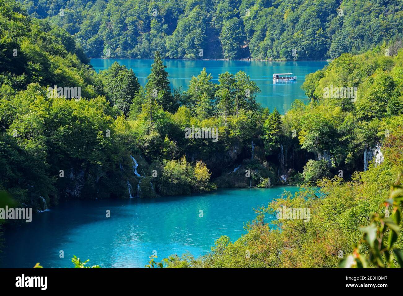 Bellissimo paesaggio dei laghi di Plitvice in Croazia Foto Stock