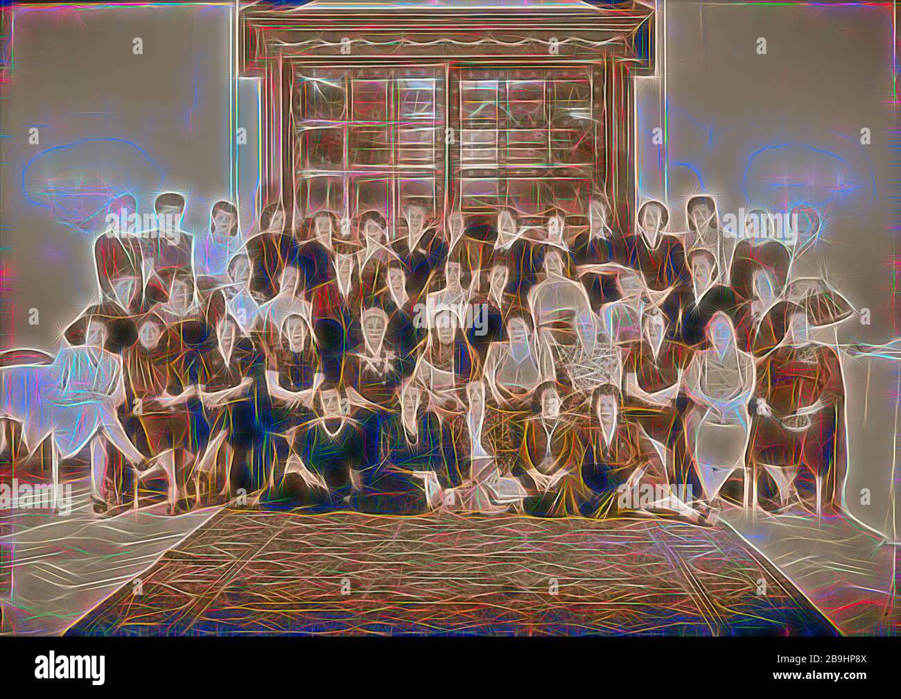 Arab Ladies' Unione gruppo al King David Hotel Sett. 15 1944 membri delle donne arabe di unione con Huda Shaʻrawi (centro, seduto, con velo nero). 1944, Gerusalemme, Israele Foto Stock