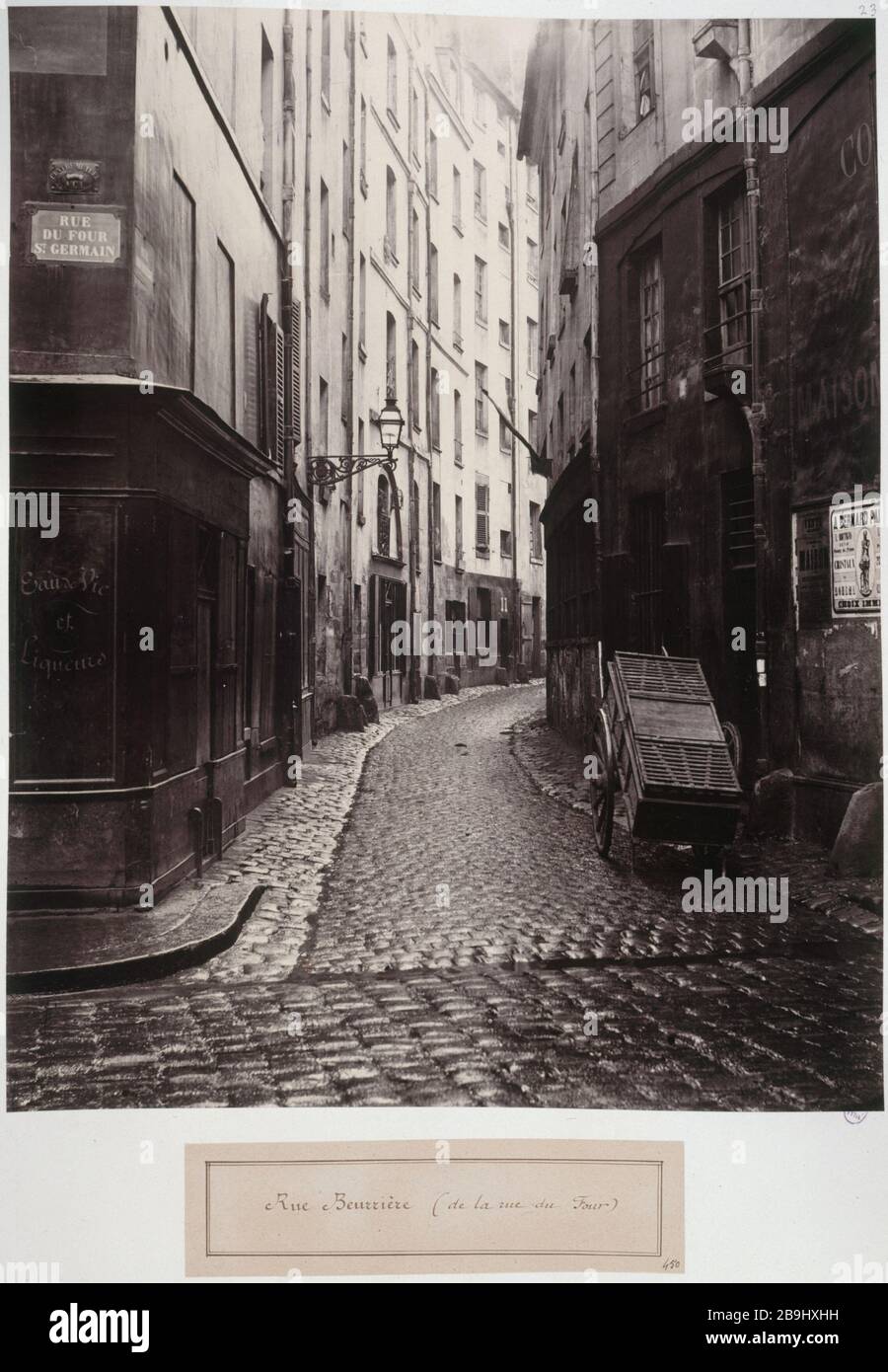 Beurrière STREET (FORNO DI STRADA) 'Rue Beurrière (de la rue du Four)', VIème arr.. Photographie de Charles Marville (1813-1879). Parigi, musée Carnavalet. Foto Stock