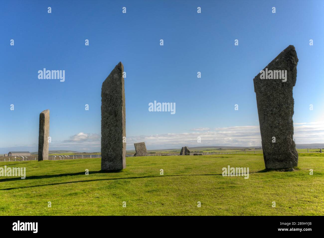 Il comitato permanente delle pietre di Stenness nelle Orkney Foto Stock