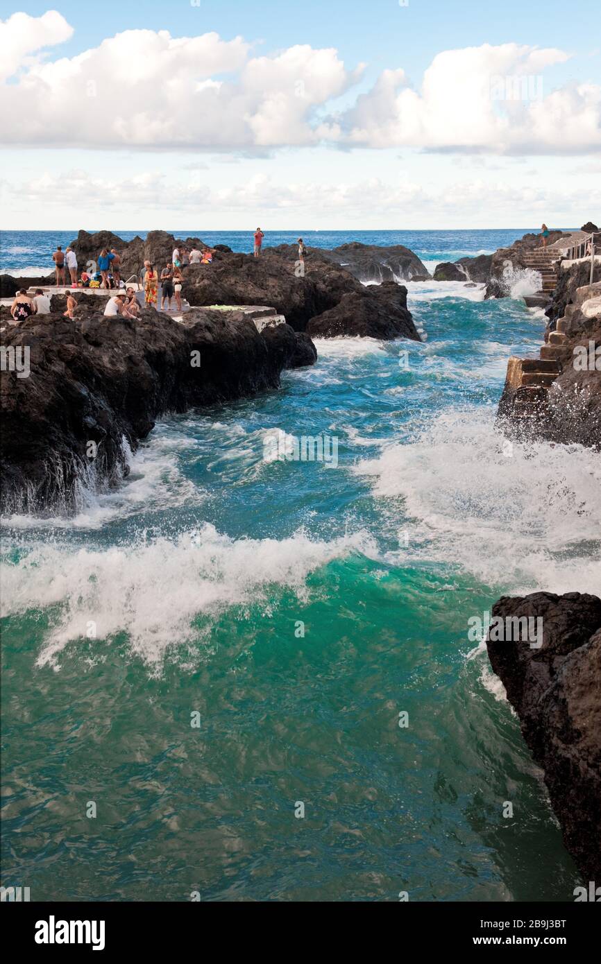 Bagno naturale, Garachico, Tenerife, tenero, spagnolo, Europa Foto Stock