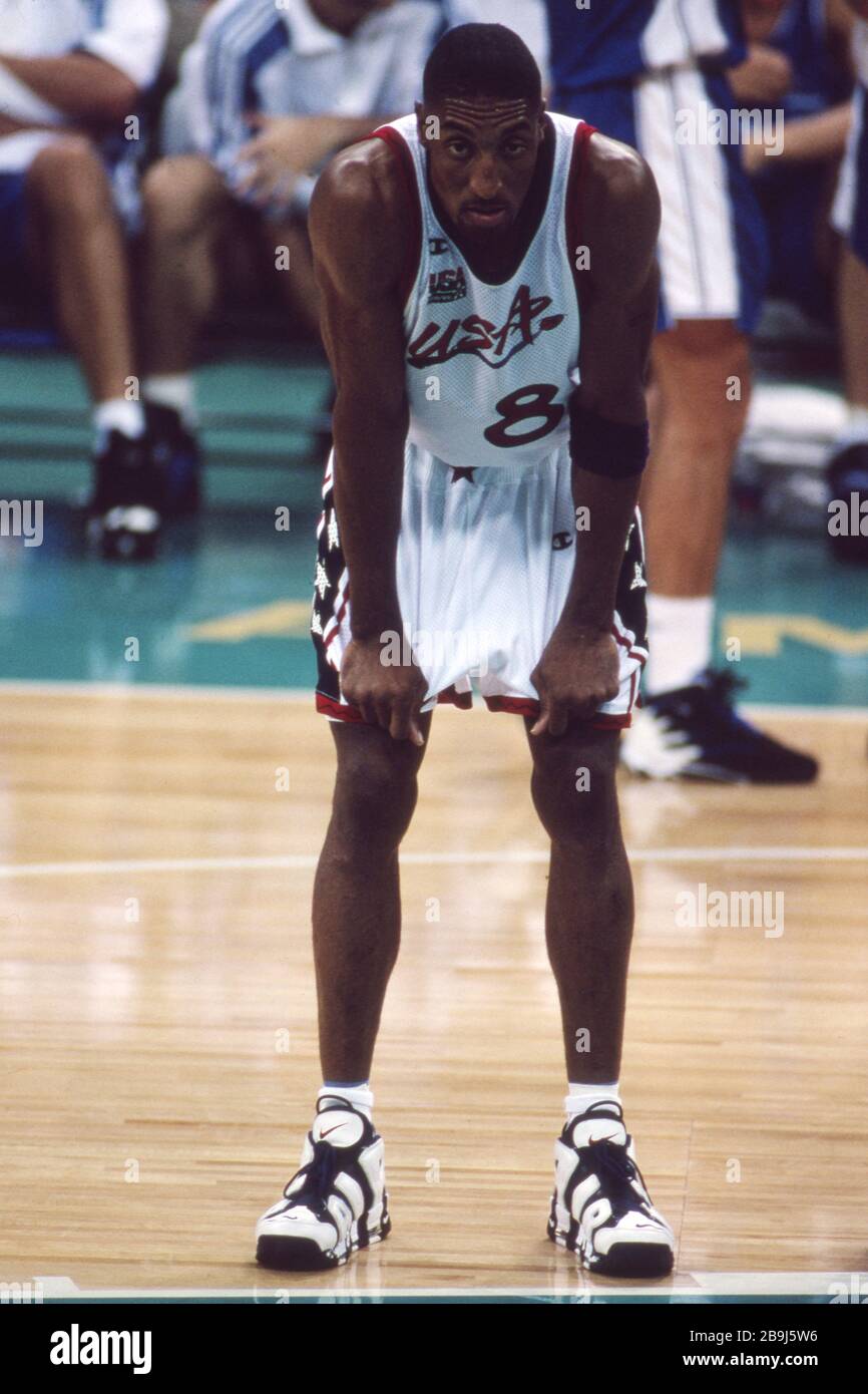 Primo: 22 luglio 1996 Sport, basket, uomini, Olimpiadi maschili, Olimpiadi estive, Atlanta, 96, 1996, vecchie immagini, USA vince la medaglia d'oro USA - Argentina 96:68 Scottie Pippen, figura intera, 6x campione NBA | uso in tutto il mondo Foto Stock