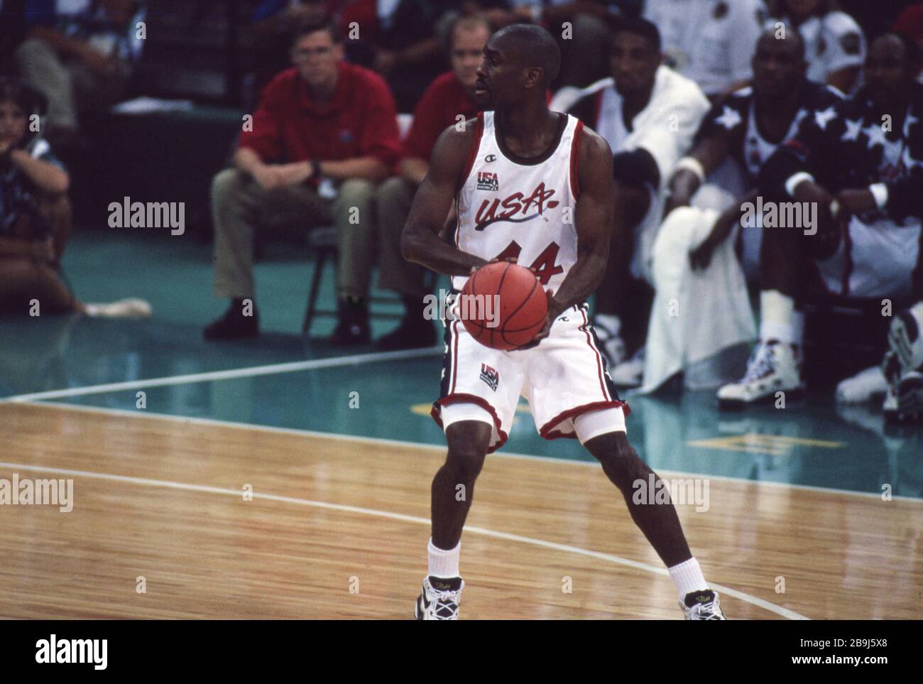 Primo: 22 luglio 1996 Sport, basket, uomini, Olimpiadi maschili, Olimpiadi estive, Atlanta, 96, 1996, Archivi, USA vince la medaglia d'oro USA - Argentina 96:68 Gary Payton, figura intera, 9x NBA All-Star | utilizzo in tutto il mondo Foto Stock