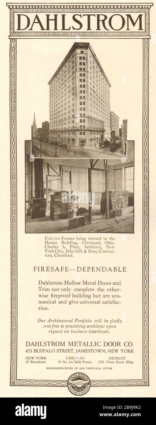 Hanna Building, Cleveland, Ohio. Charles Platt, architetto. John Gill, Cleveland. Dahlstrom Metallic Door Co., Buffalo St., Jamestown, New York (1922) Foto Stock