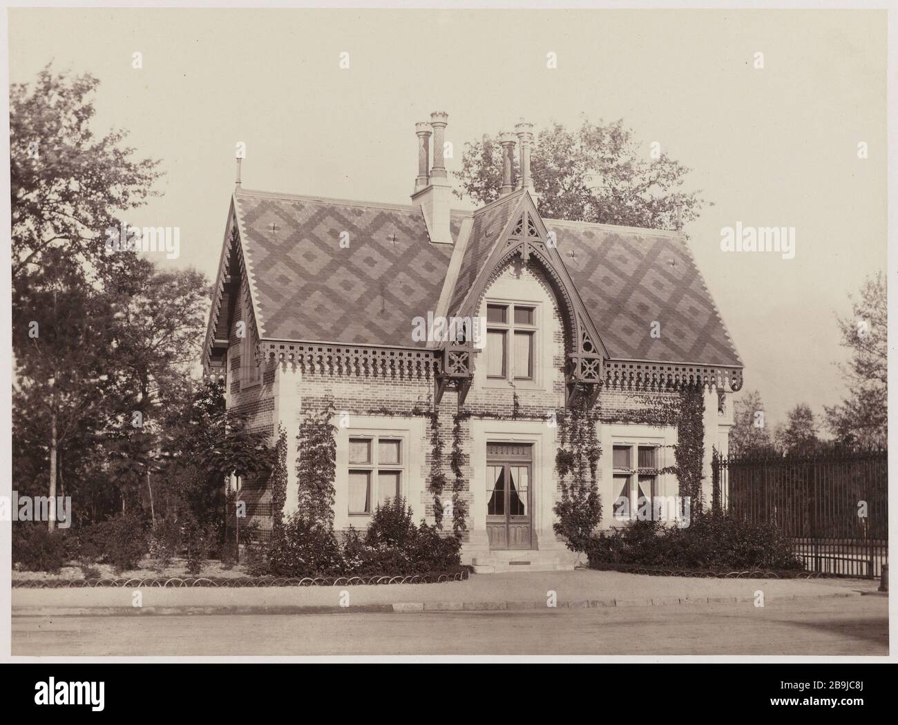 Guardhouse, Bois de Boulogne, 16 ° distretto Maison de garde, bois de Boulogne, 16 ° arrondissement. Tirage sur papier albuminé à partir d'un négatif sur verre au collodion humide. 1858-1862. Photographie de Charles Marville (1813-1879). Parigi, musée Carnavalet. Foto Stock